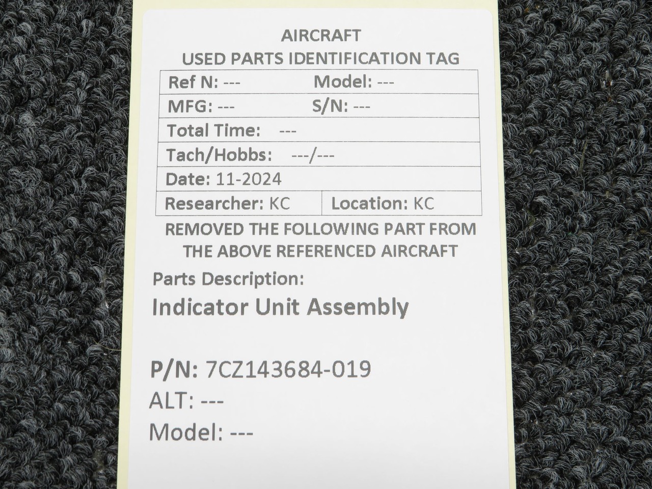 7CZ143684-019 Indicator Unit Assembly