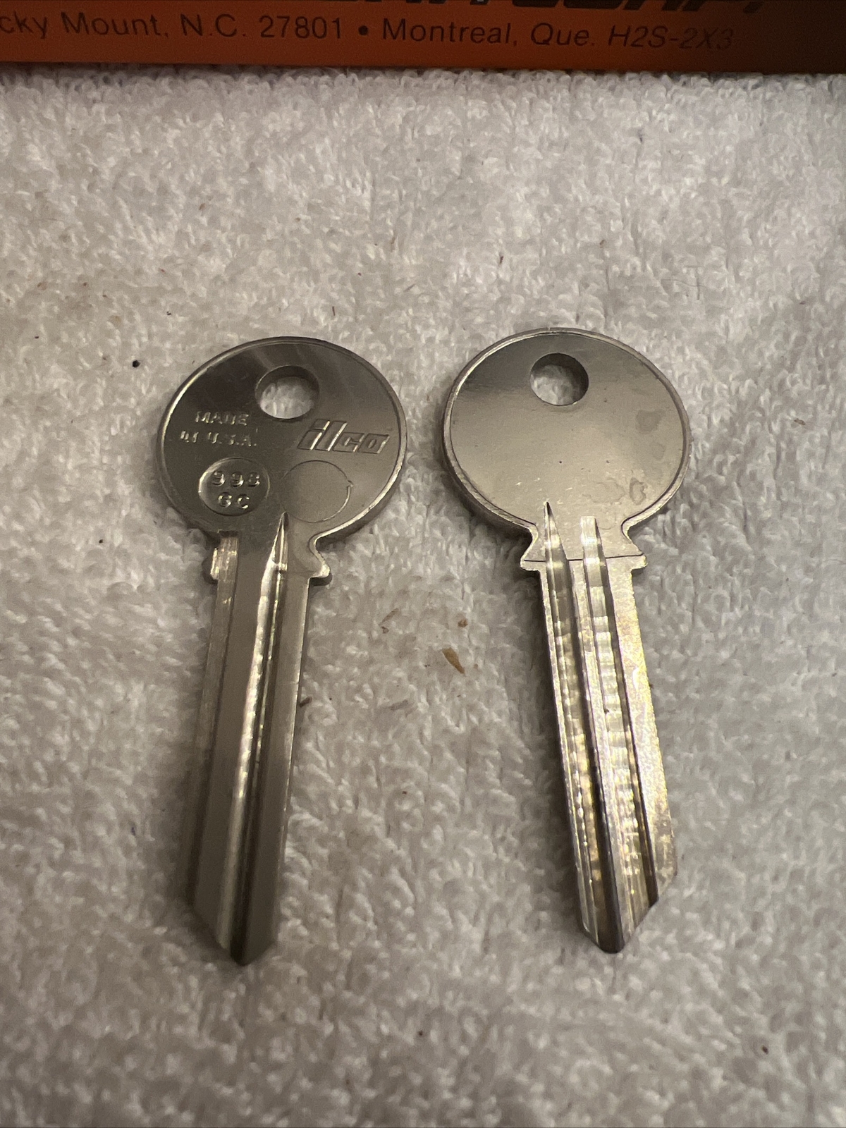 Lot Of 2 Ilco 998GC  New Old Stock Uncut Key blank same as Original Yale RN11GC