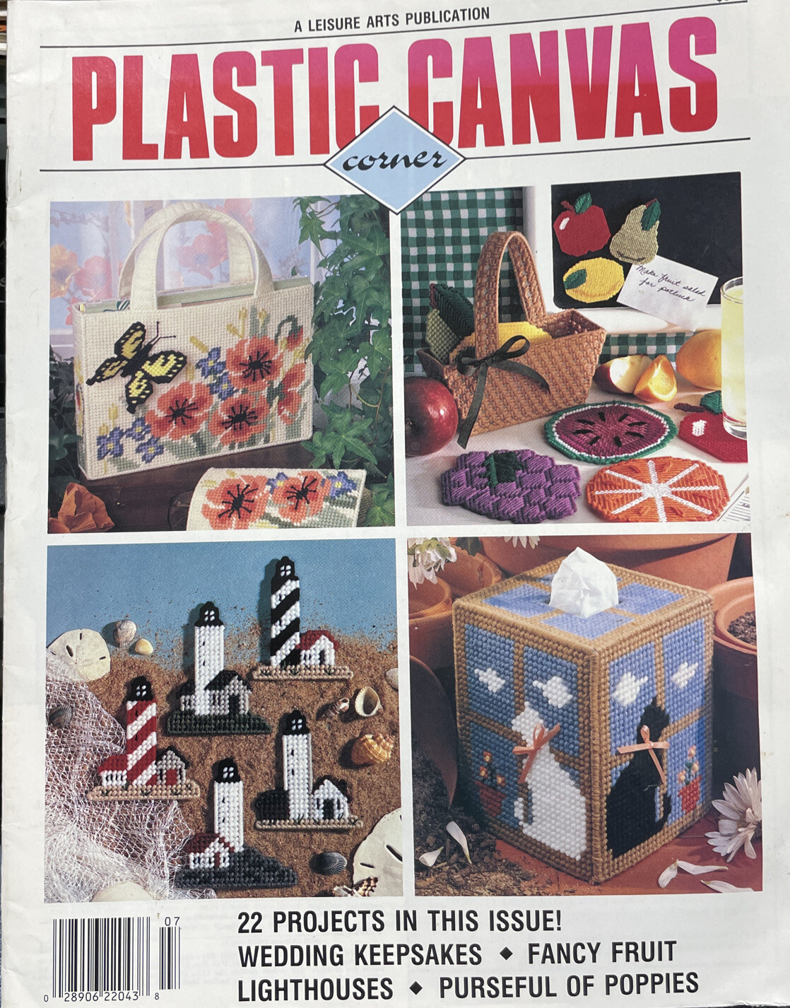 Plastic Canvas Corner Magazine July 1993 Needlepoint Patterns-summer-lighthouse