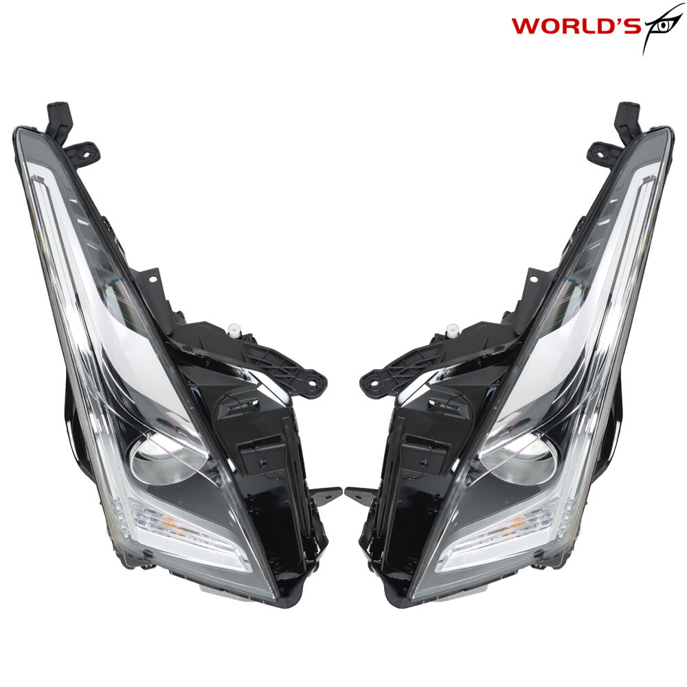 Right+Left Headlight For 2013-2018 Cadillac ATS Halogen Projector Chrome Housing