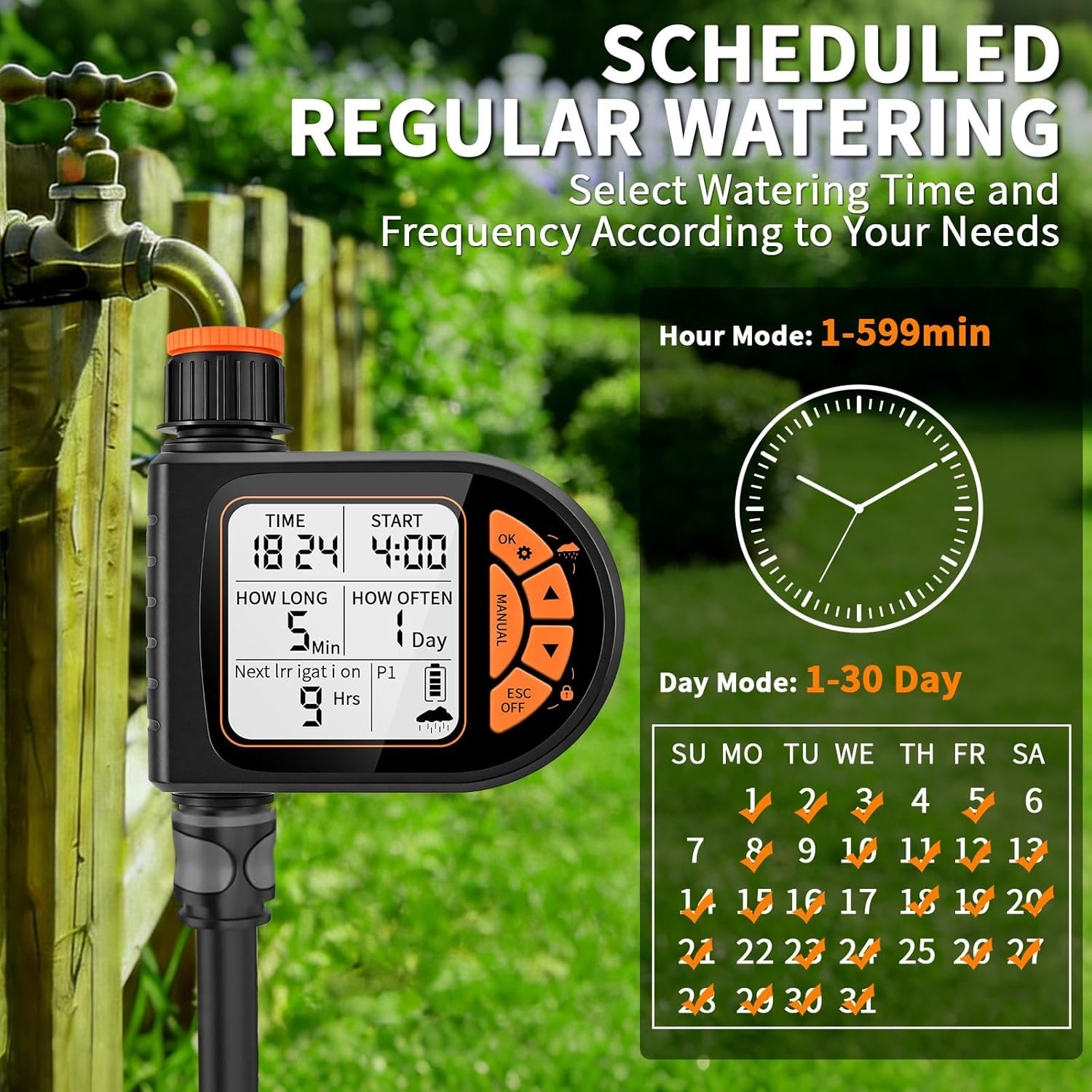 Sprinkler Timer for Garden Hose - Programmable Irrigation Timer with Rain Delay,