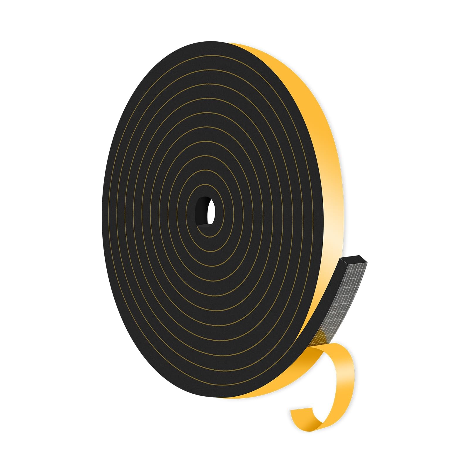 13 Ft 1/2"x1/4" Black High Density Foam Insulation Tape for Doors Windows