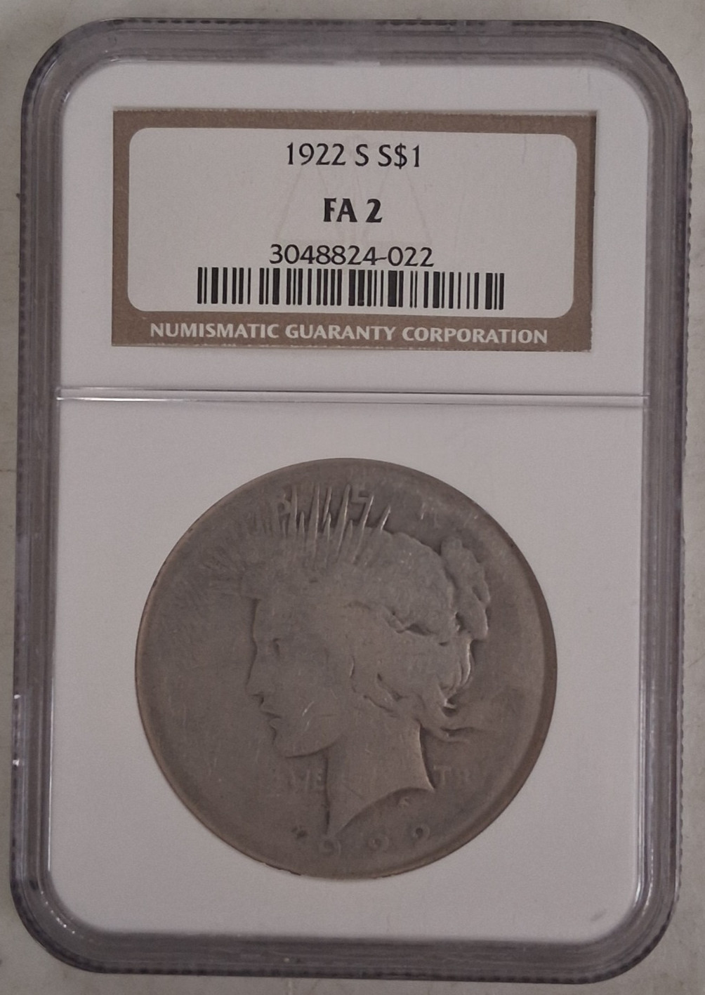 1922 S NGC FA2 Peace Dollar Coin