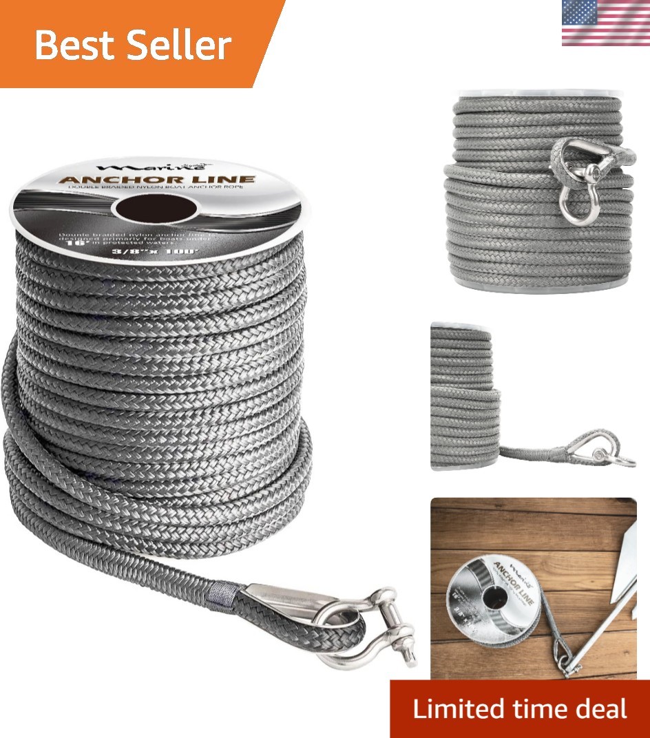 High Tensile Strength 4035 lbs Nylon Anchor Rope 3/8 Inch for Boats Up to 27'