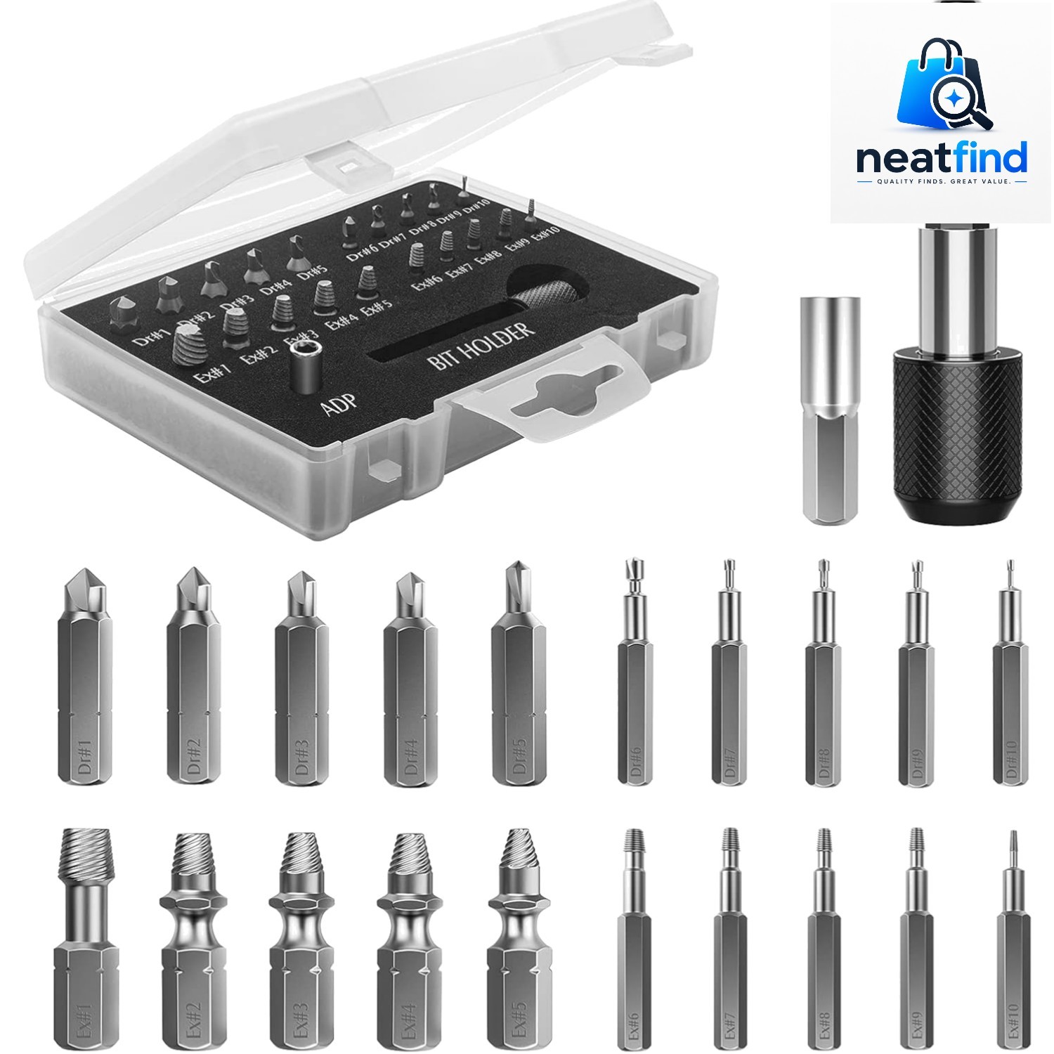 Damaged Screw Extractor Set, 22 PCS Stripped Screw Extractor Kit | All-purpos...