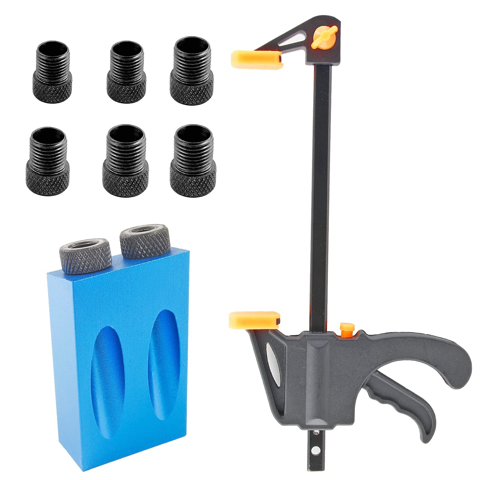 8 Pc Pocket Hole Jig Kit 15 Degree Woodworking Drill Guide Joinery Tool Set