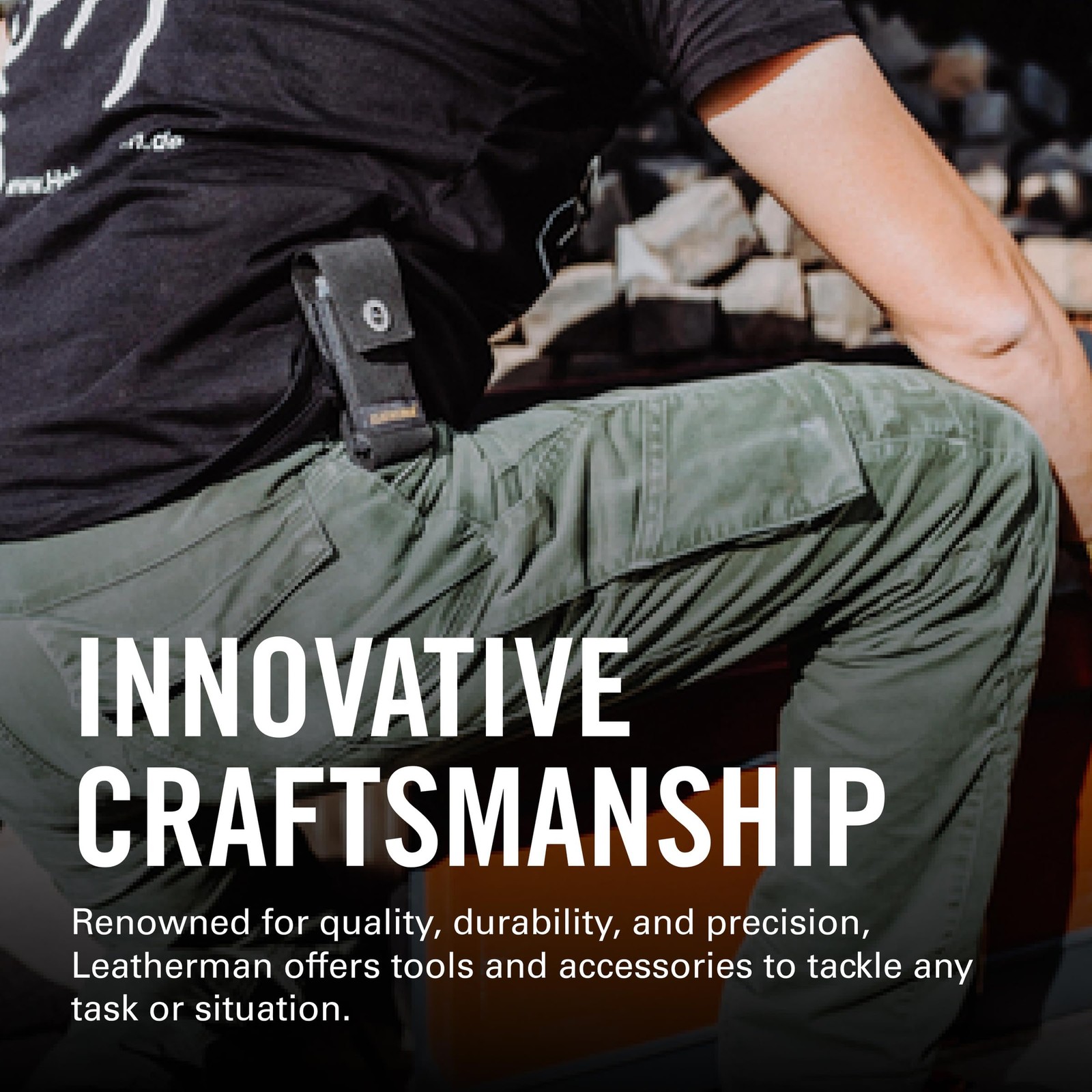 LEATHERMAN Nylon Snap Sheath w/ Pockets Fits 4-4.5in Multi-Tools, Black, Medium