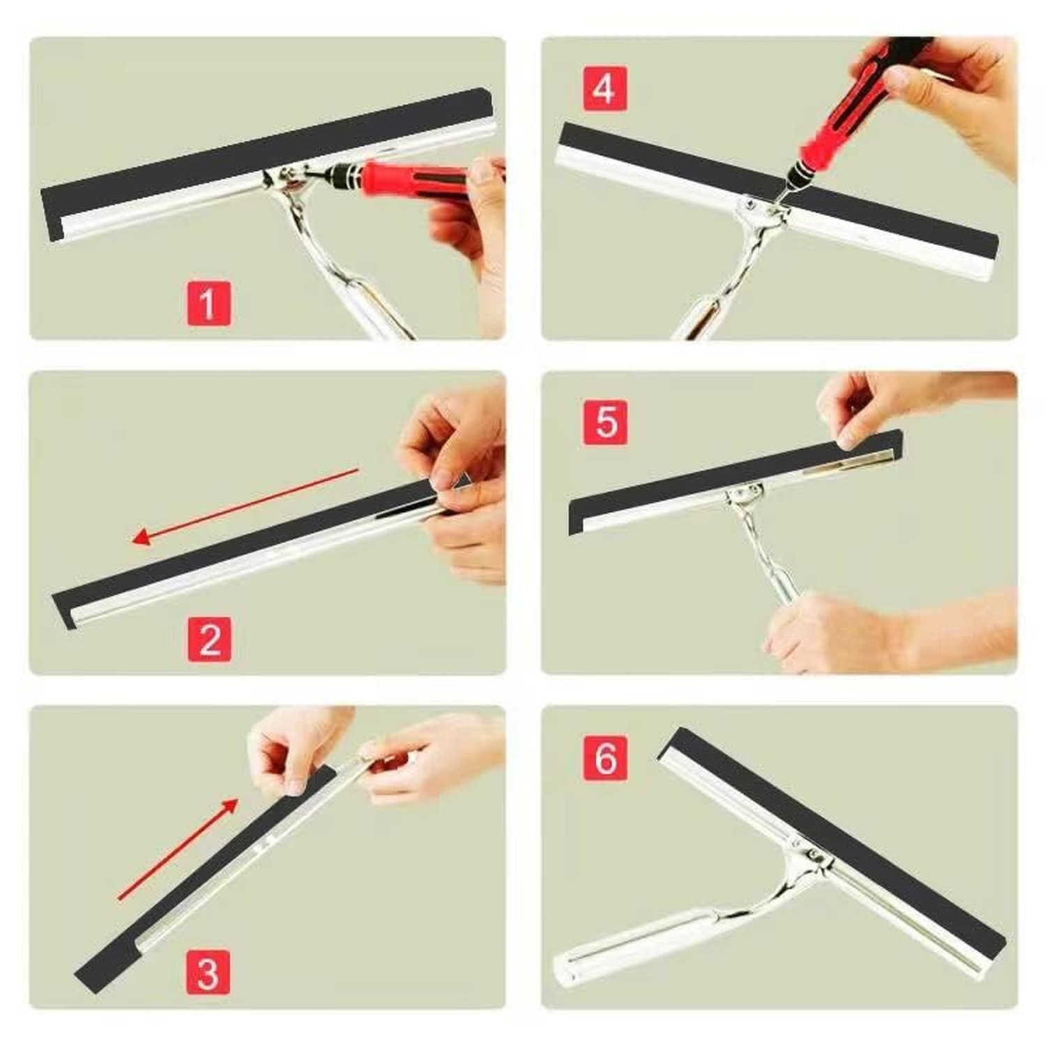 2PCS Replacement Silicon Rubber Squeegee Blade, 10 Inch Black