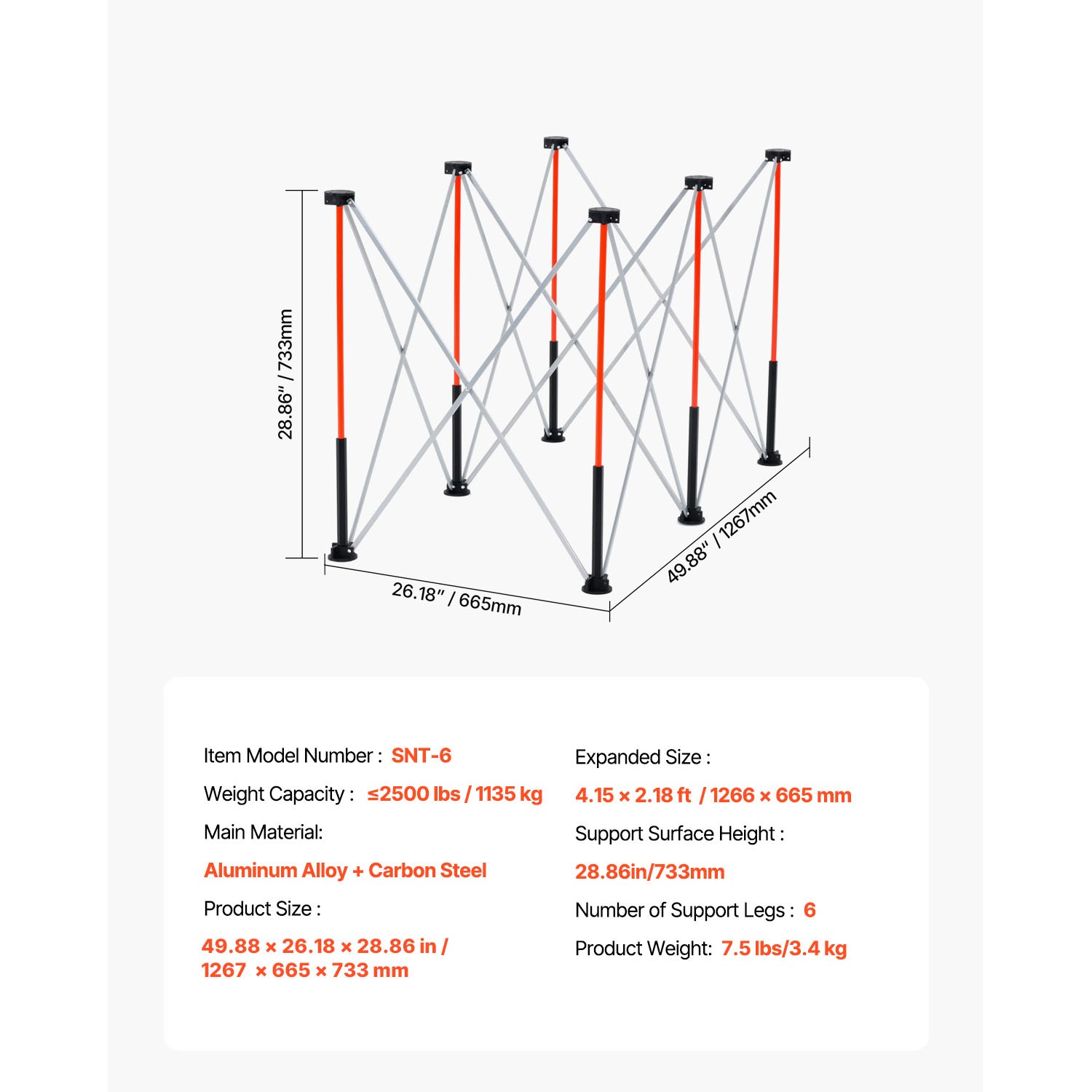 Portable Folding Workstand 4.15' x 2.18' 2500lbs Capacity Collapsible