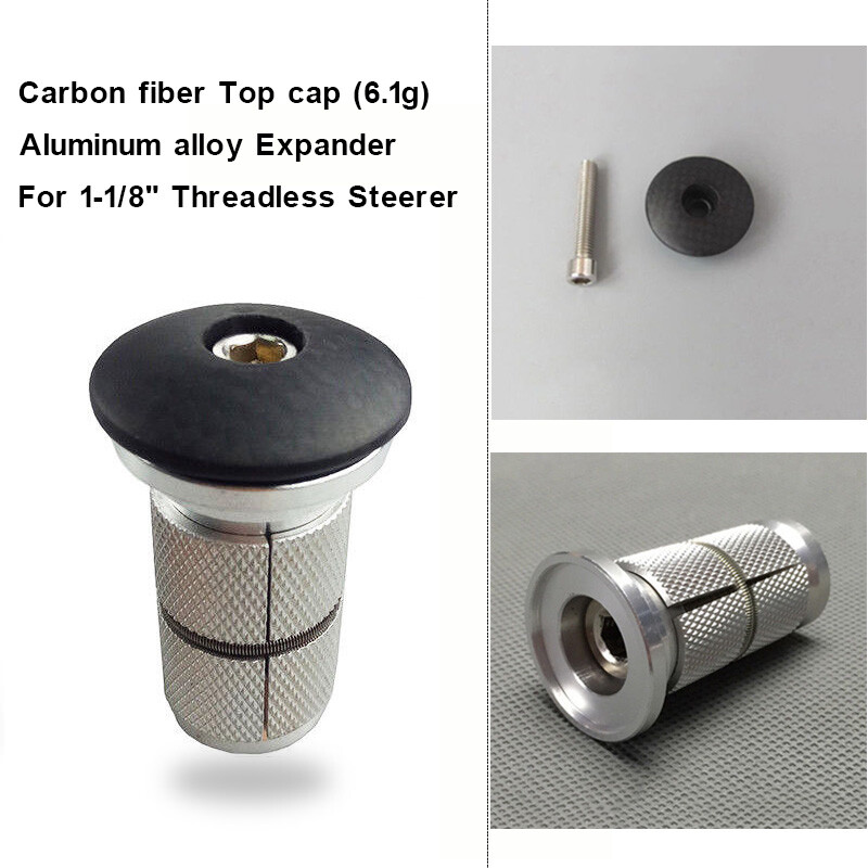 BMX Headset 1-1/8" Threadless Carbon/Aluminum DH Stem Expander Top Cap Fork Part