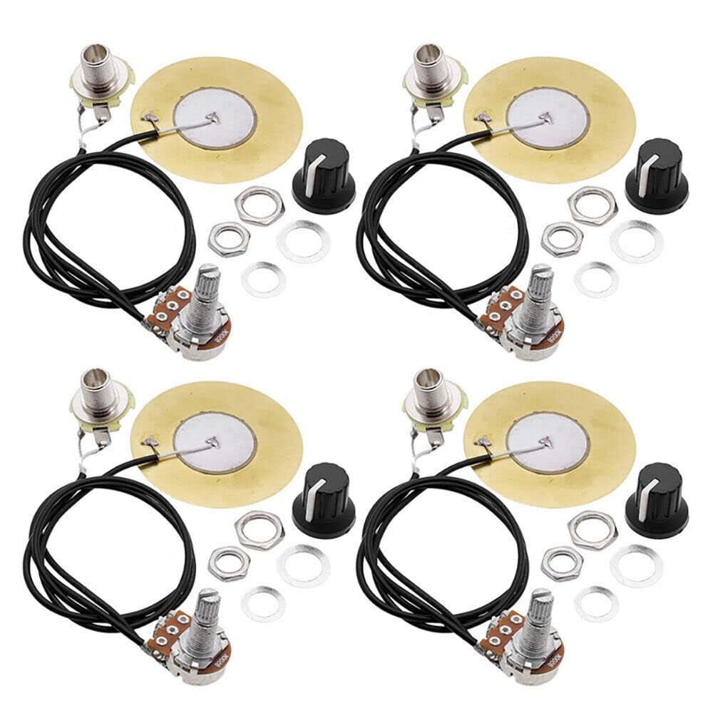 4PACKS 50MM Guitar Pickup Piezo Transducer Prewired Amplifier 50mm, Black