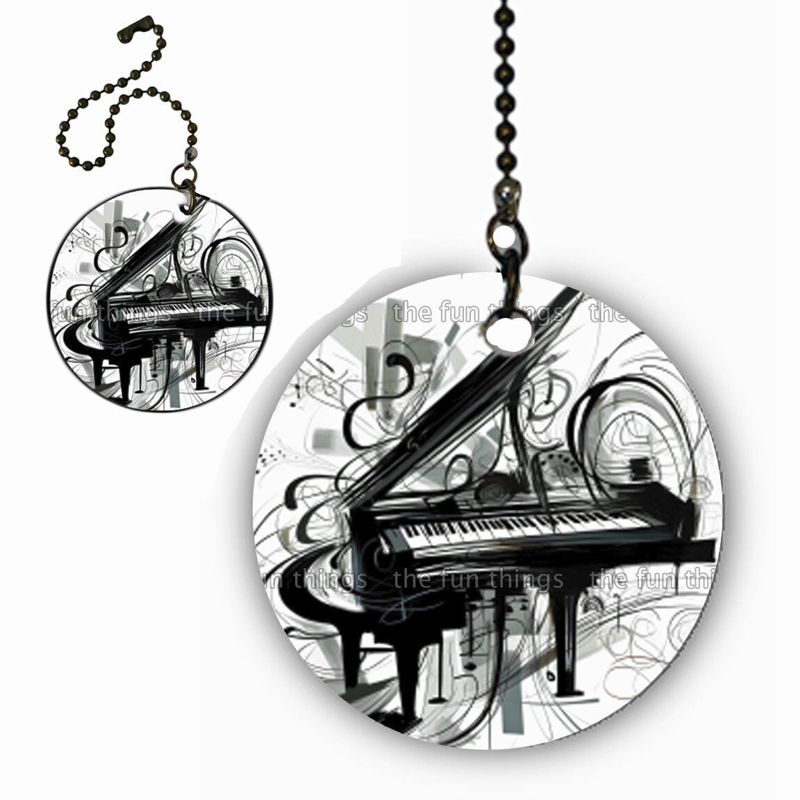 2 x Music Art Deco Piano Ceiling Fan Lighting Pull Chain Extension Chain + Charm
