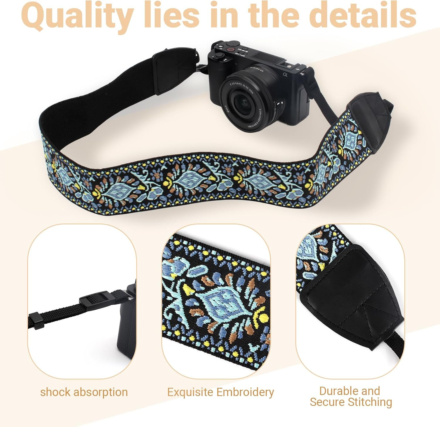 DSLR SLR Camera Neck and Shoulder Strap with Quick Release Buckles