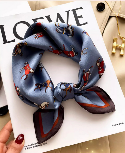 Women Vintage Chessboard Steed Kerchief Square Bandana Wrap 50*50cm