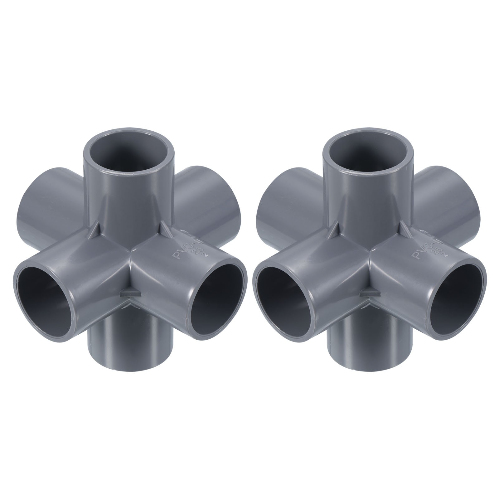 1" ID 6 Way Elbow Pipe Fittings UPVC, 2 Pack Joint Coupling Pipe Adapter, Gray