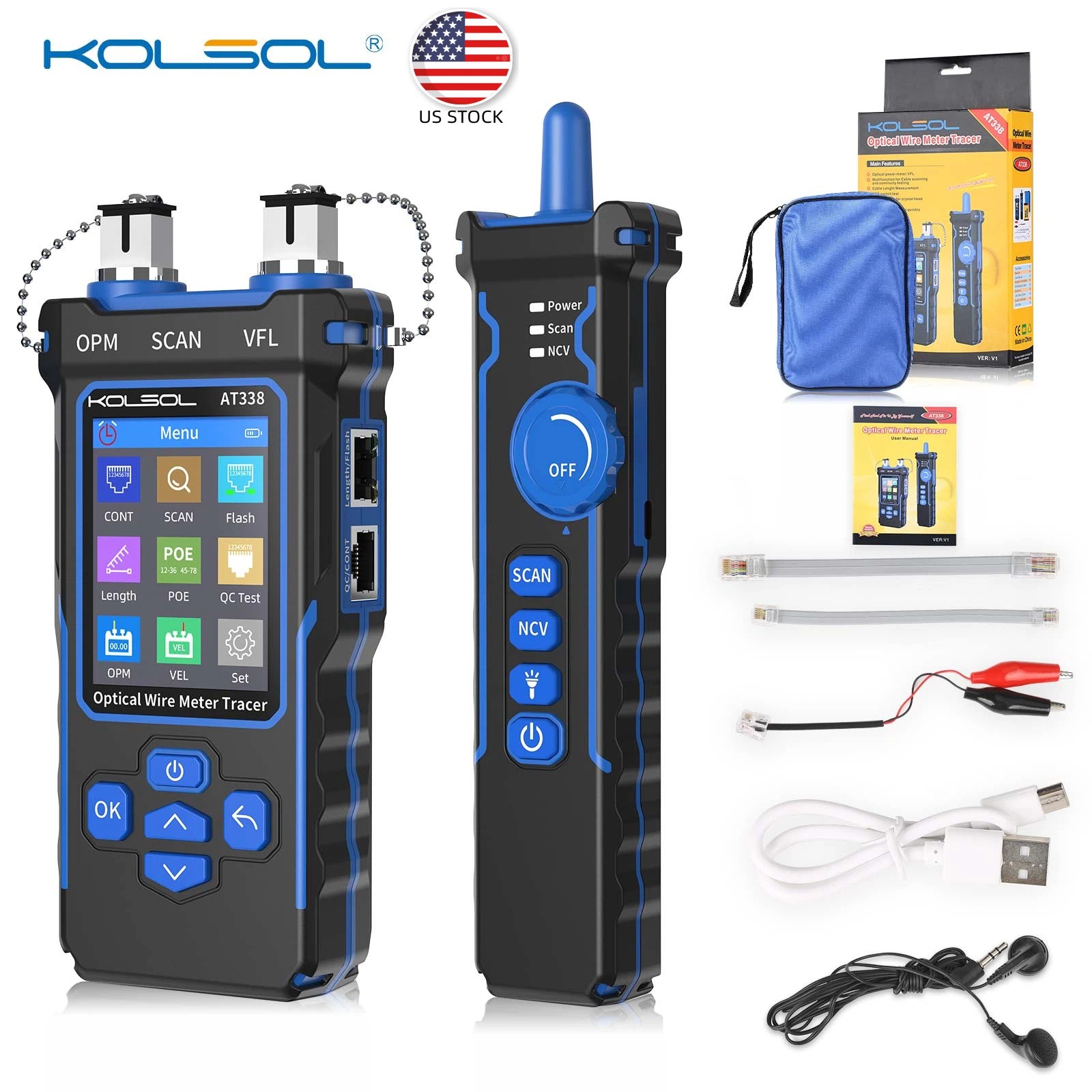 Kolsol AT338 Net4work Tester POE Test Fault Location Non-contact Voltage Detect