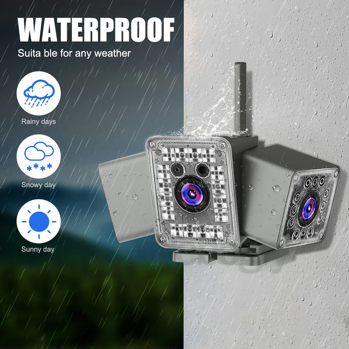 3 Lens Wireless APP WiFi Security Camera System Smart Outdoor Night Vision 2MP