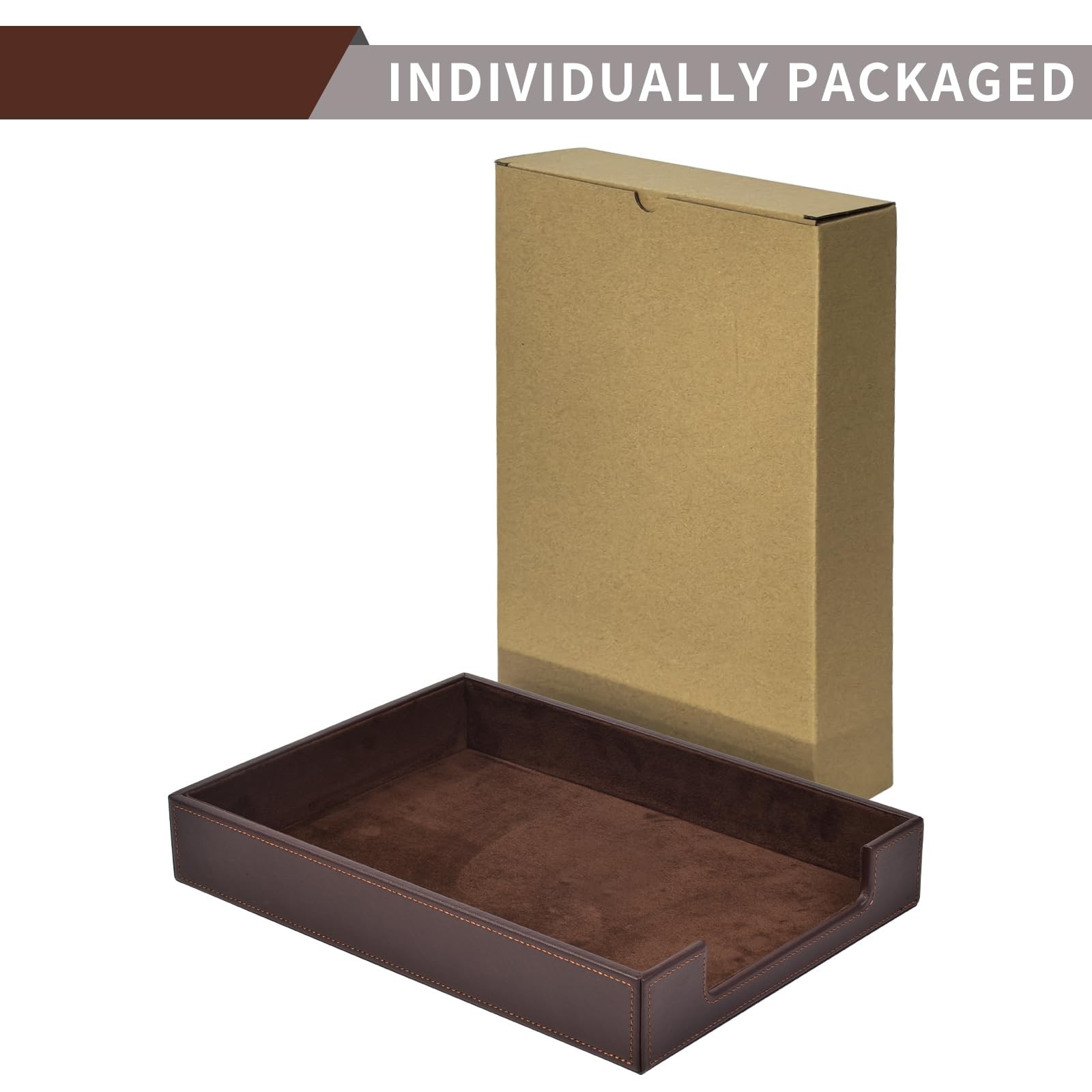 PU Leather Letter Tray - Load Documents Trays Front for Office Desktop Organi...