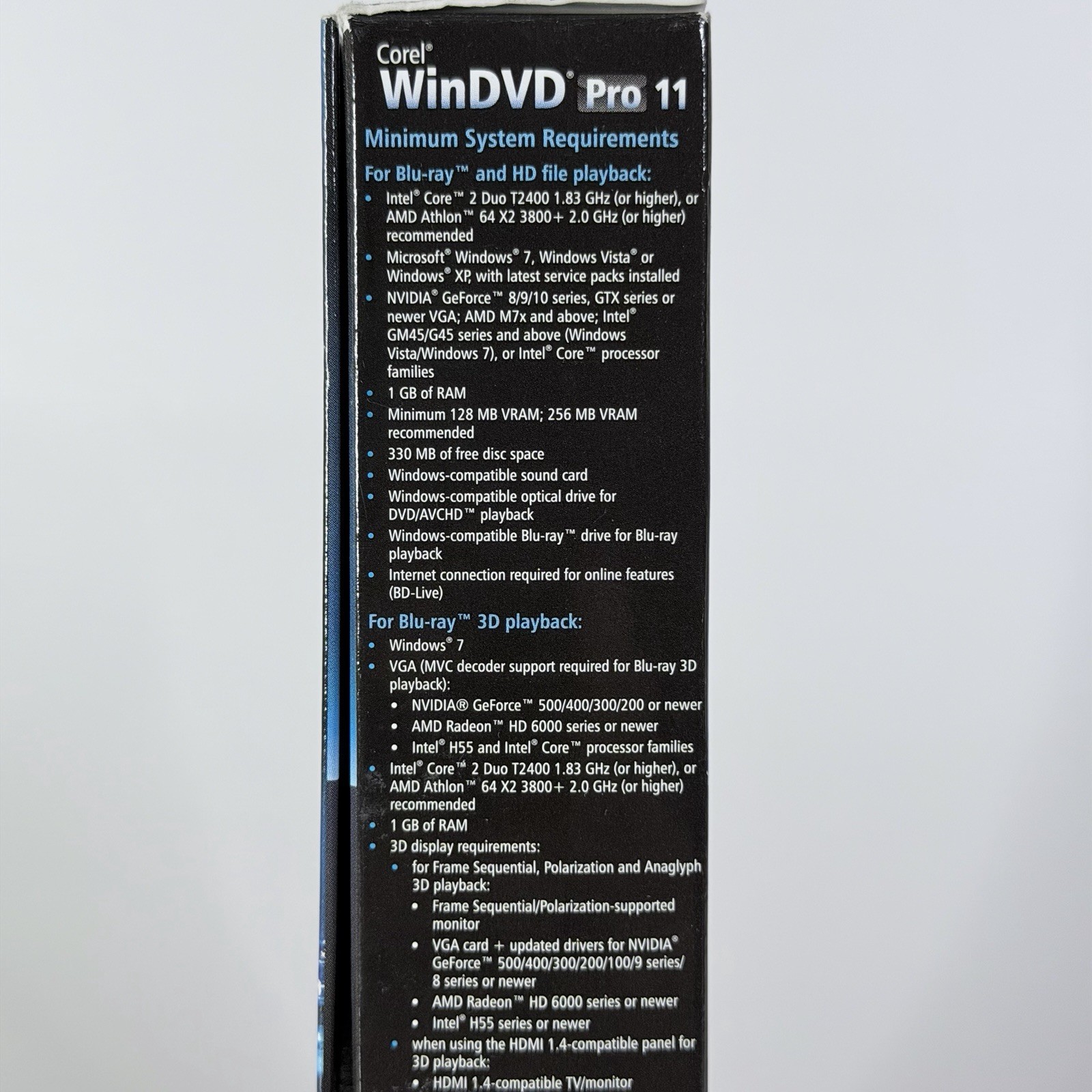 NEW Corel WinDVD Pro 11 Blu-ray & DVD Software Windows PC + 3D Glasses - SEALED