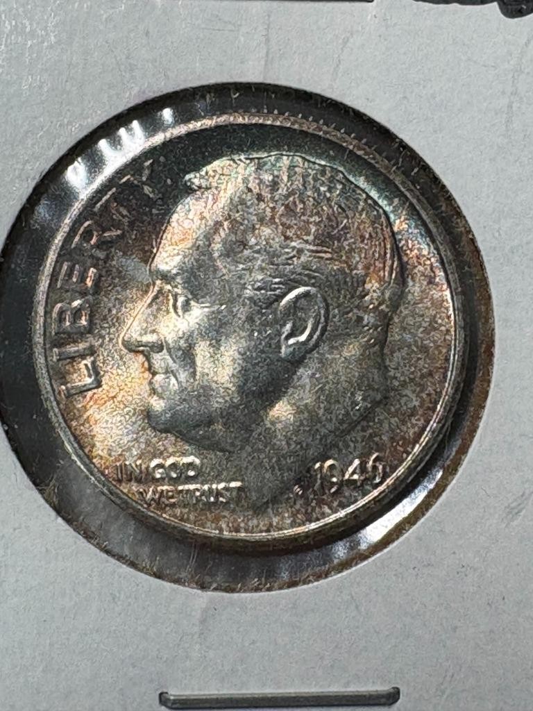 1946-S Roosevelt Dime Rainbow Colored Uncirculated Condition  SKU# 20862