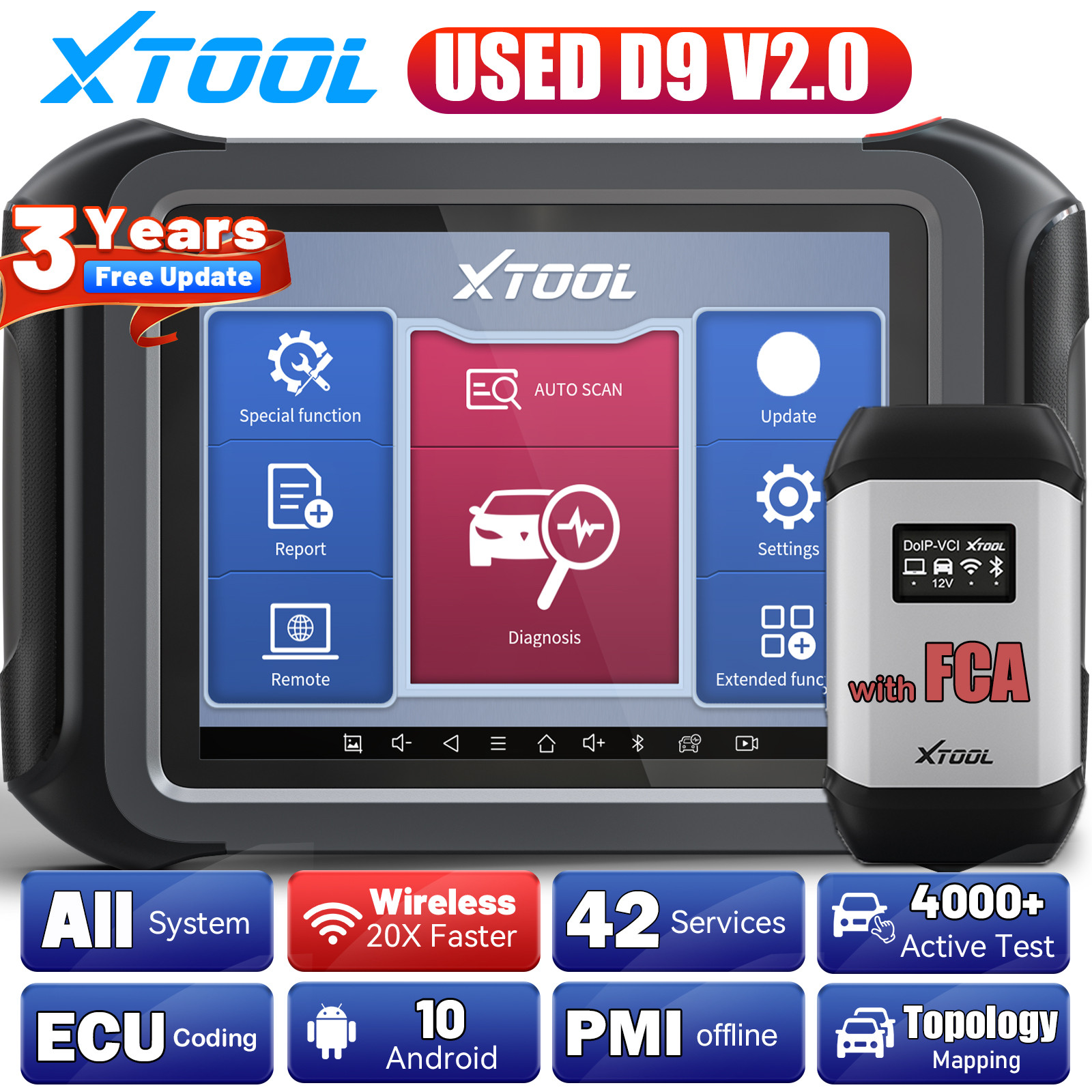 XTOOL D9 Bidirectional OBD2 Scanner Full System Diagnostic Tool Key Programming