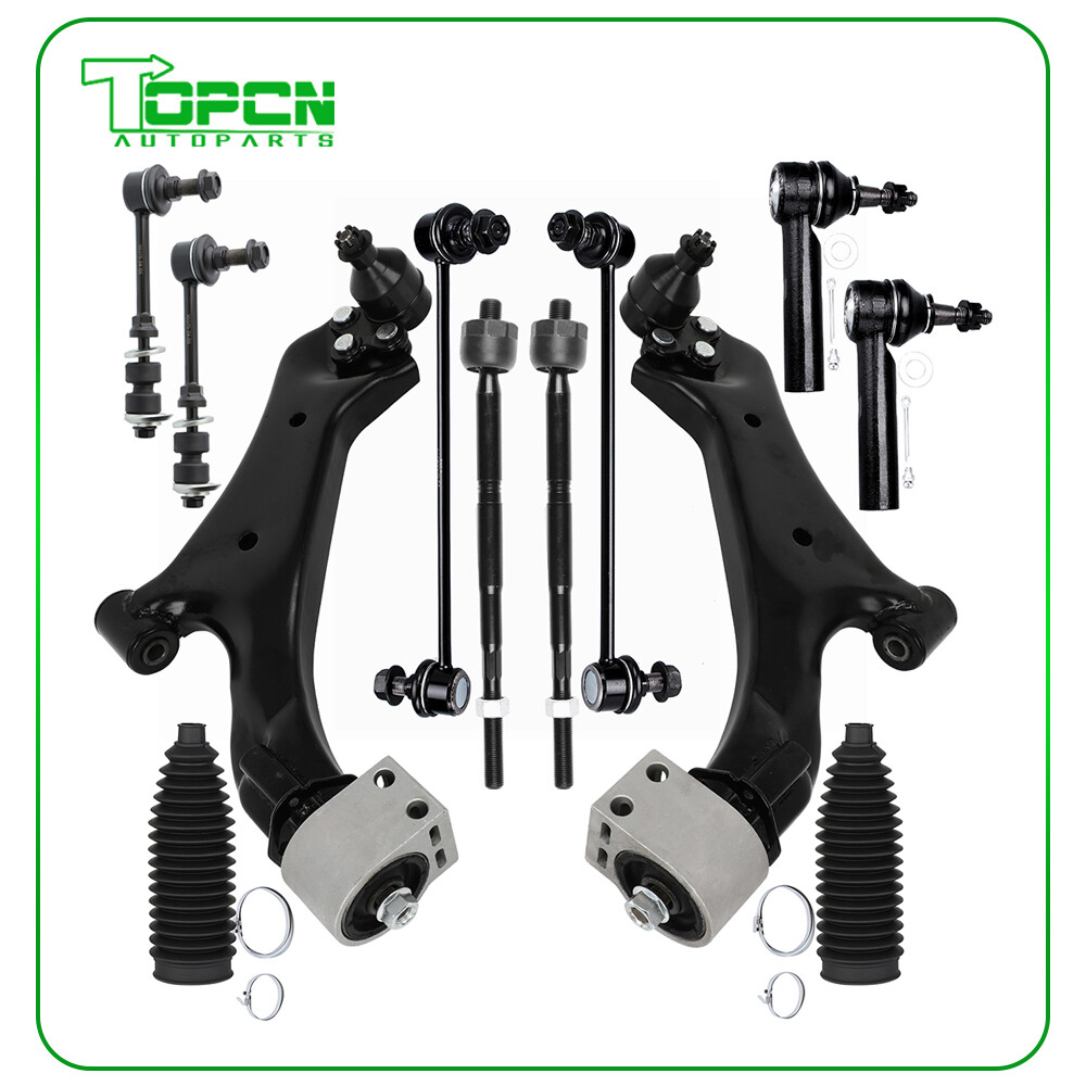 12x Front Lower Control Arm Tie Rod End Sway Bar For 2010-2017 Chevrolet Equinox