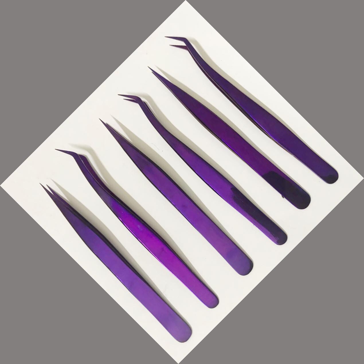 EyeLashes Beauty Tweezer Fiber Tips Dark Purple 6 Pieces Pair Excellence Quality