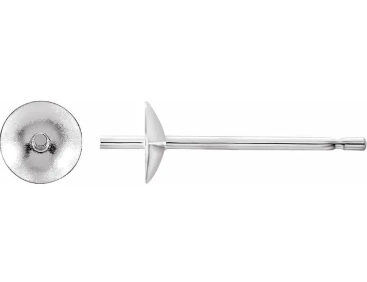 PAIR Solid 950 PLATINUM 6mm CUP 8mm 9mm 10mm PEARL STUD Setting Mount Earring