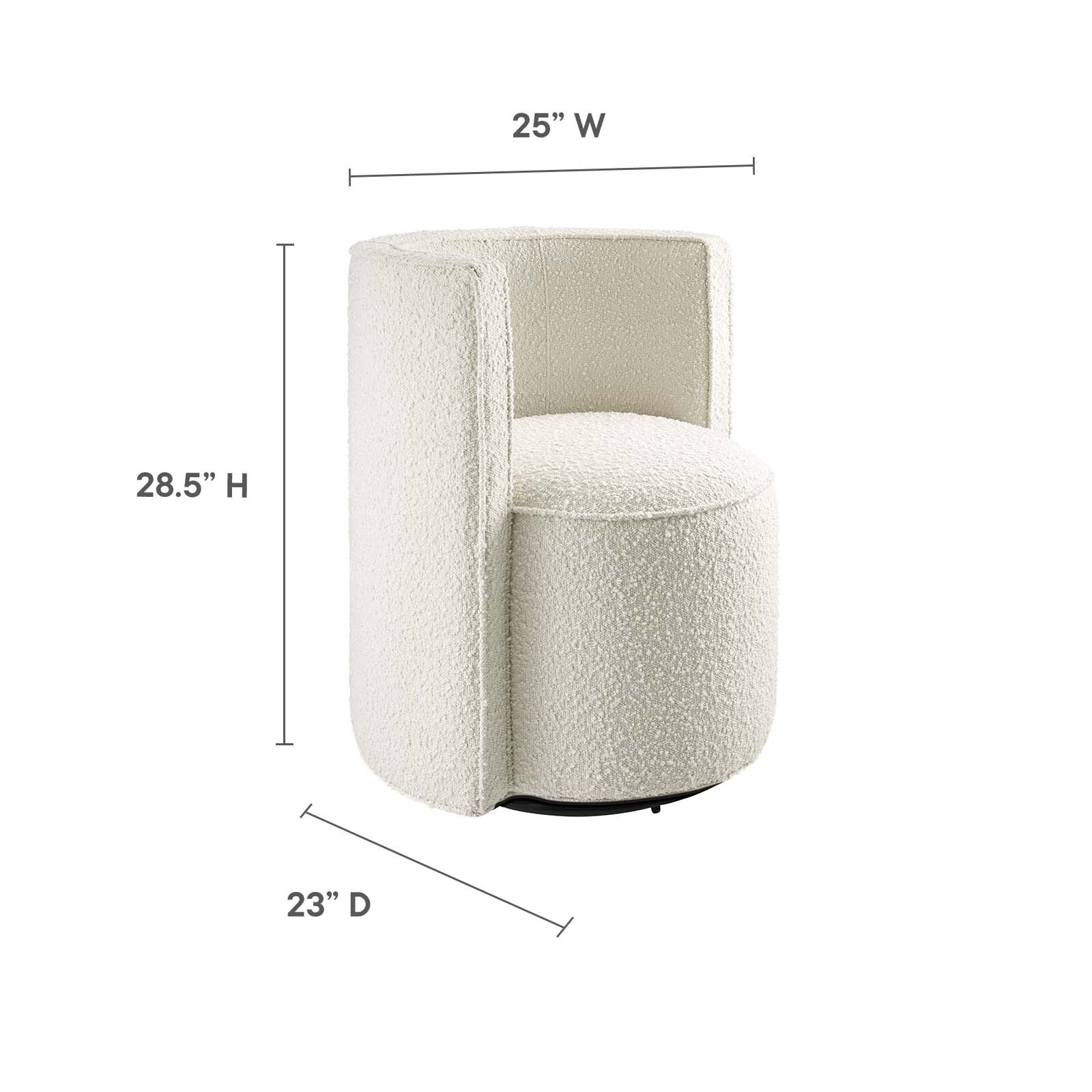 Modway Della Boucle Fabric Accent Swivel Chair in Ivory