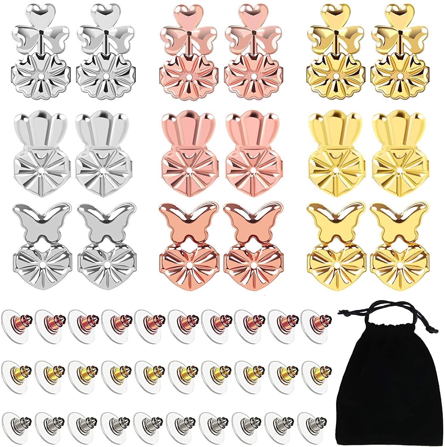 9 Pairs Earring Lifters Earring Backs Lifter for Droopy Ears Adjustable Hypoal