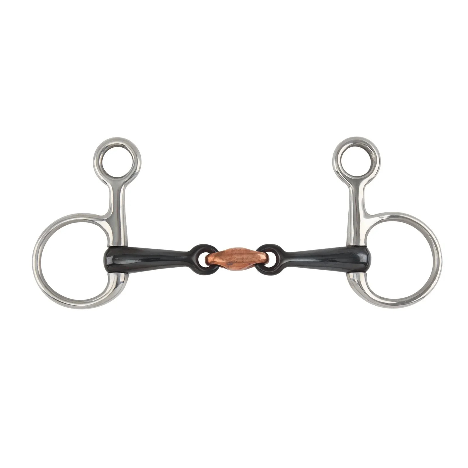 Shires Hanging Cheek Black Sweet Iron Snaffle Horse Bit - Multiple Sizes