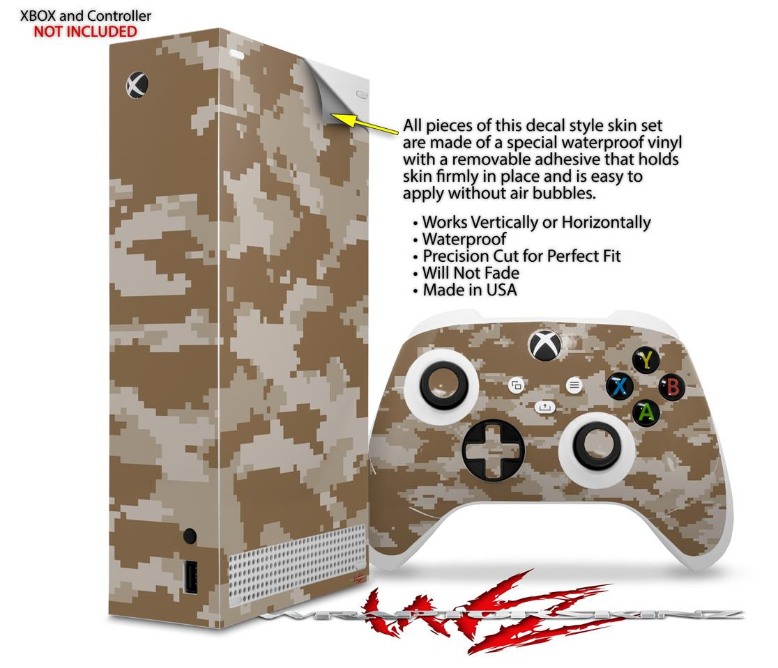 Skin Wrap for XBOX Series S Console Controller Digital Camo Desert