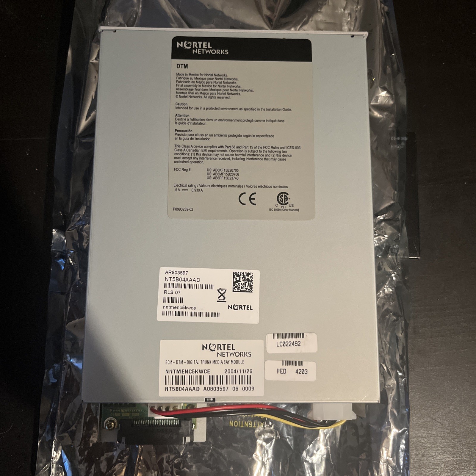 Nortel Networks BCM-DTM Digital Trunk Media Bay Module NT5B04AAAD *Untested*
