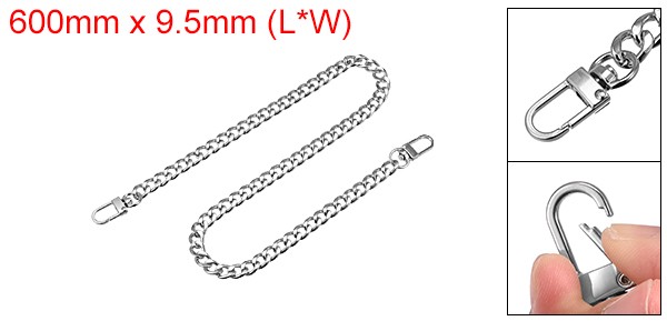Iron Flat Chain Strap 24" Handbag Chains Purse Straps DIY Replacement Silver