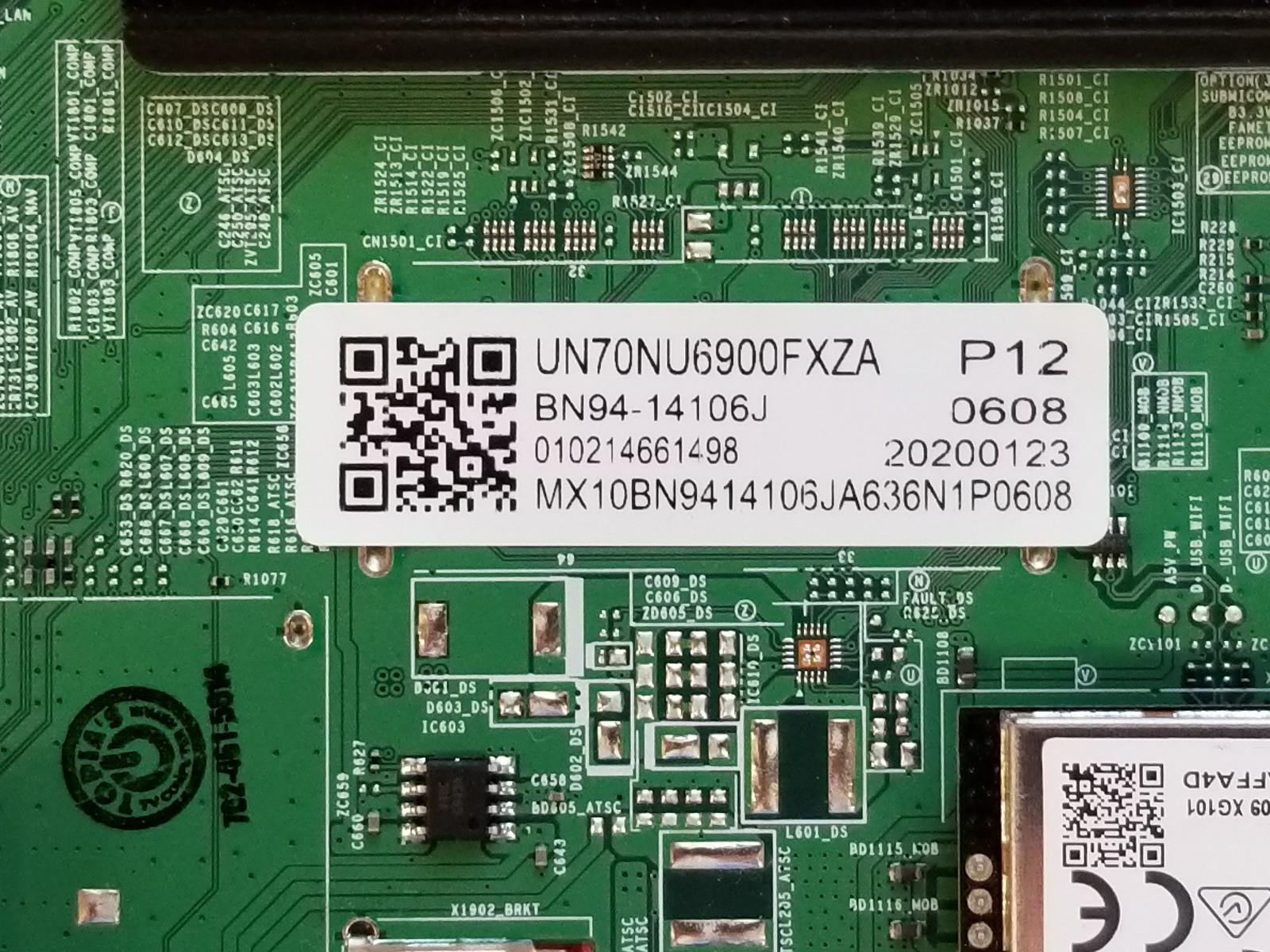 SAMSUNG UN70NU6900F MAIN BOARD VERSION # YA02 BN94-14106C BN97-15621E