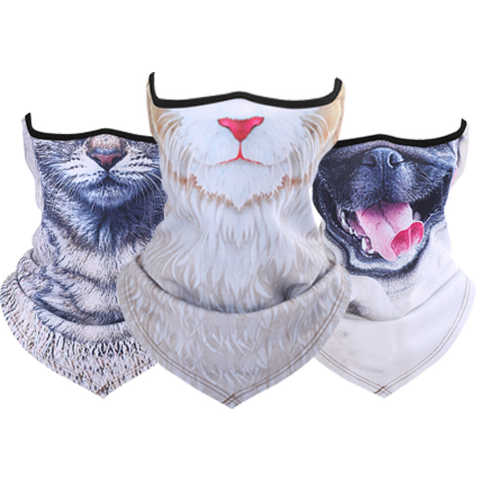 3D Animal UV Protection Face Mask Outdoor Sports Neck Gaiter Bandana Cover Scarf
