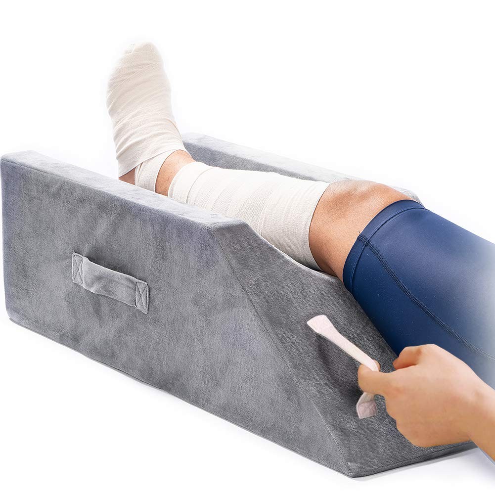 Leg Elevation Cushion, Memory Foam, Recovery After Injury, Grey