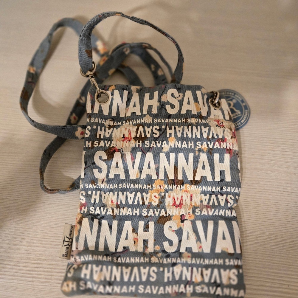 Blue and White SAVANNAH Crossbody Bag with Adjustable Strap