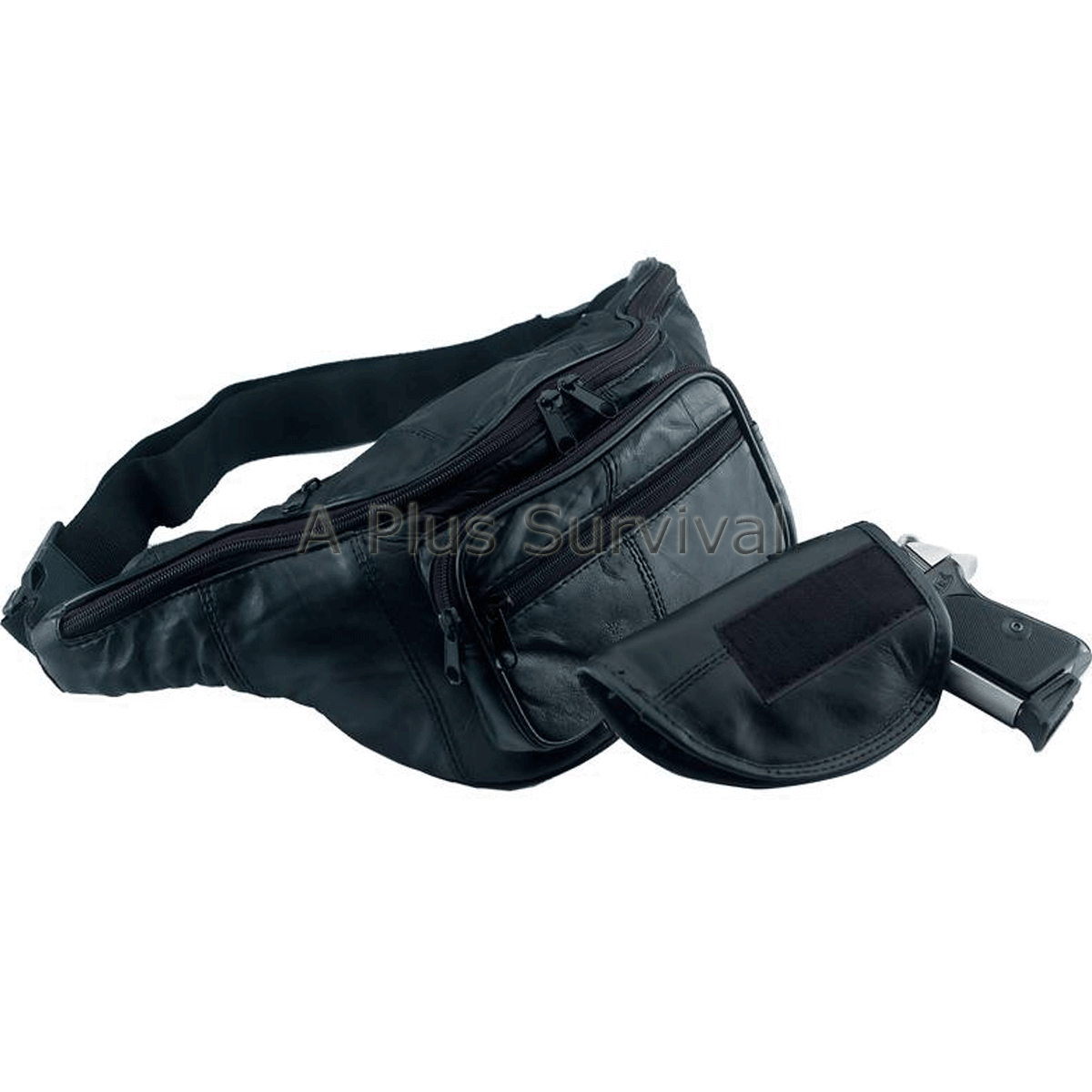 Genuine Leather Gun Pistol Holster Fanny Pack Belt Bag