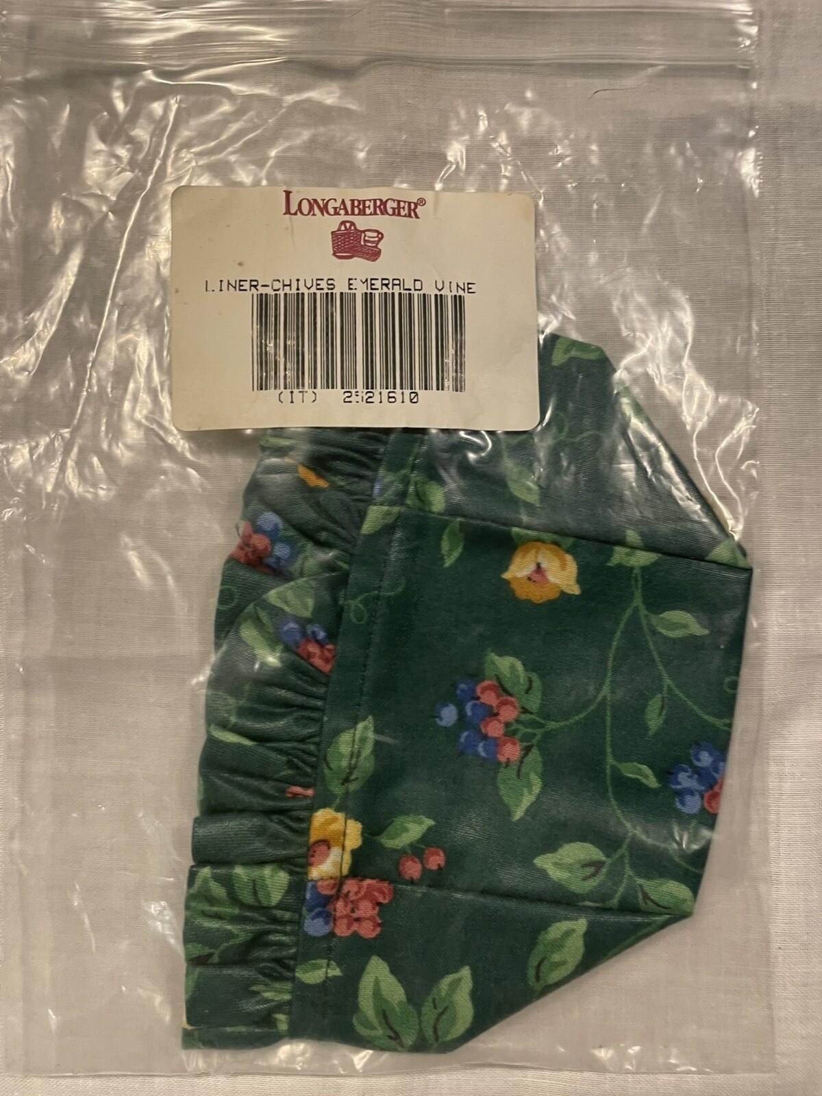 Longaberger Chives Fabric Liner Emerald Vine Item #2526510 NIP
