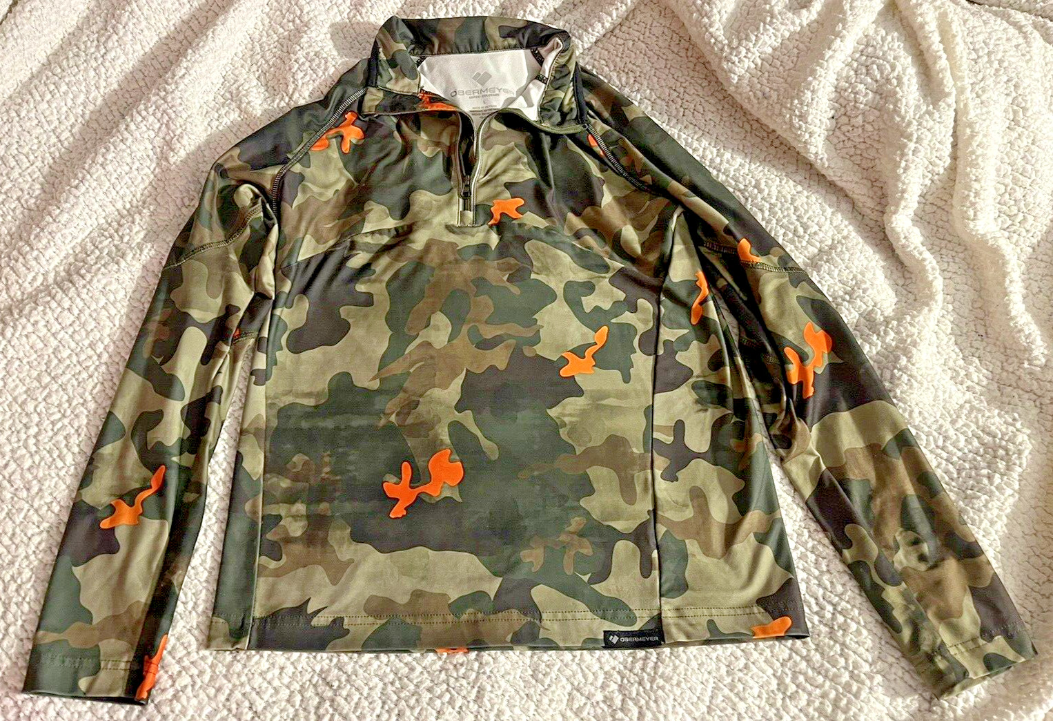 Gently Used Boys Obermeyer 1/4 Zip Size Large Green Cammo