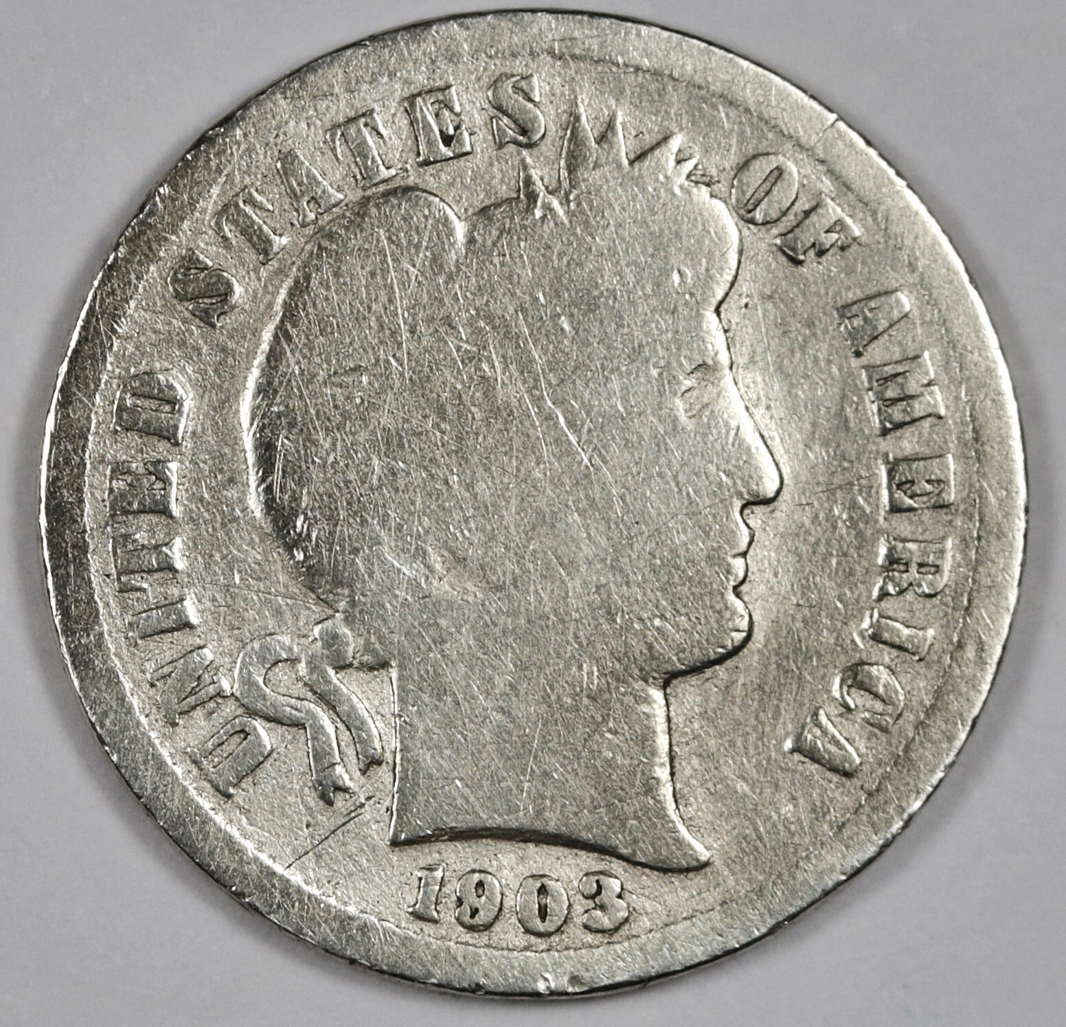 1903-s Barber Dime.  Strong Rims.  Good.  187459