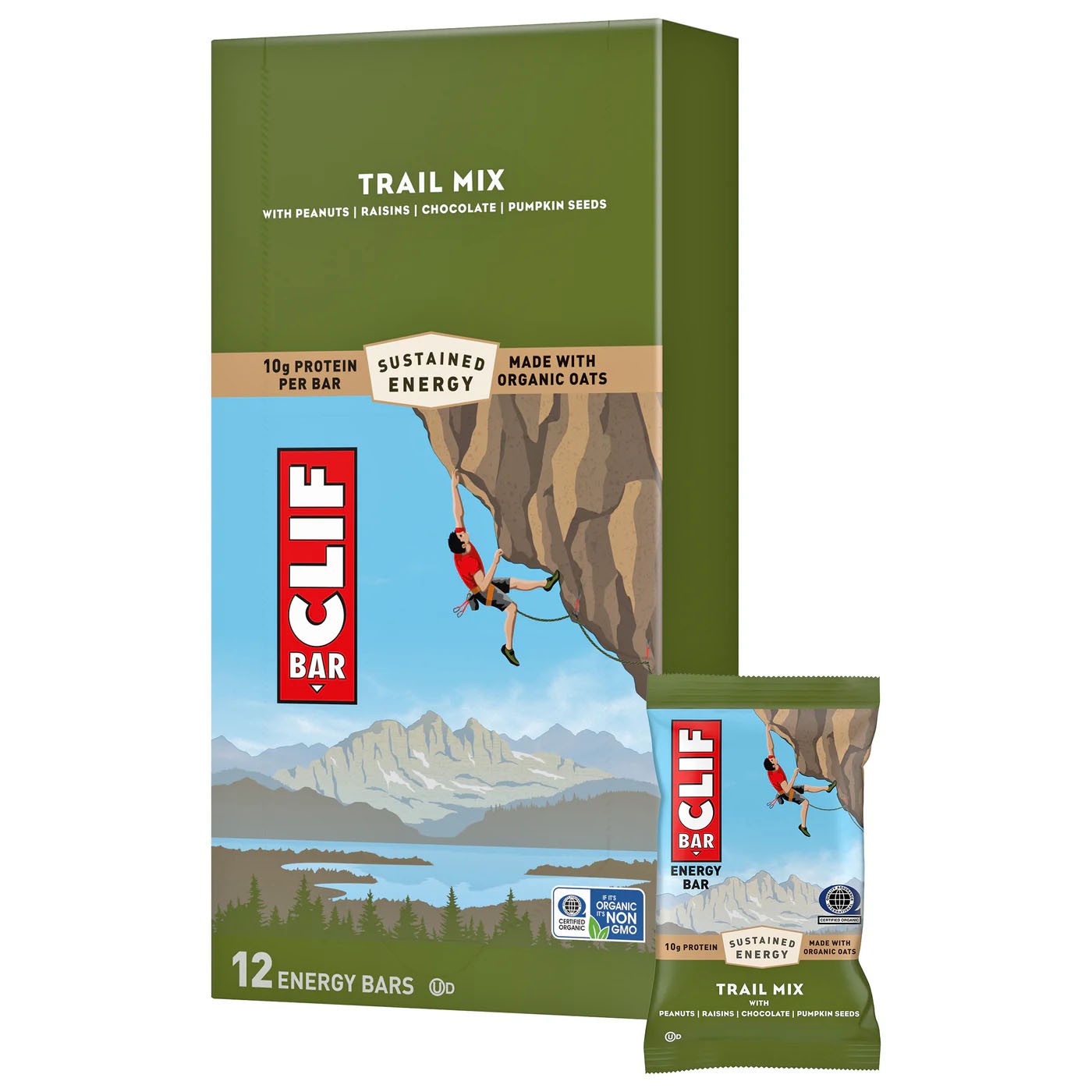 Clif Sierra Trail Mix Organic EnergyBars - High-Performance, Non-GMO, 12-Pack