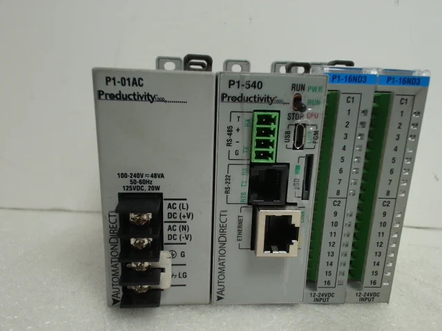AutomationDirect P1-540 Productivity1000 PLC with P1-01AC and (2x) P1-16ND3Modul