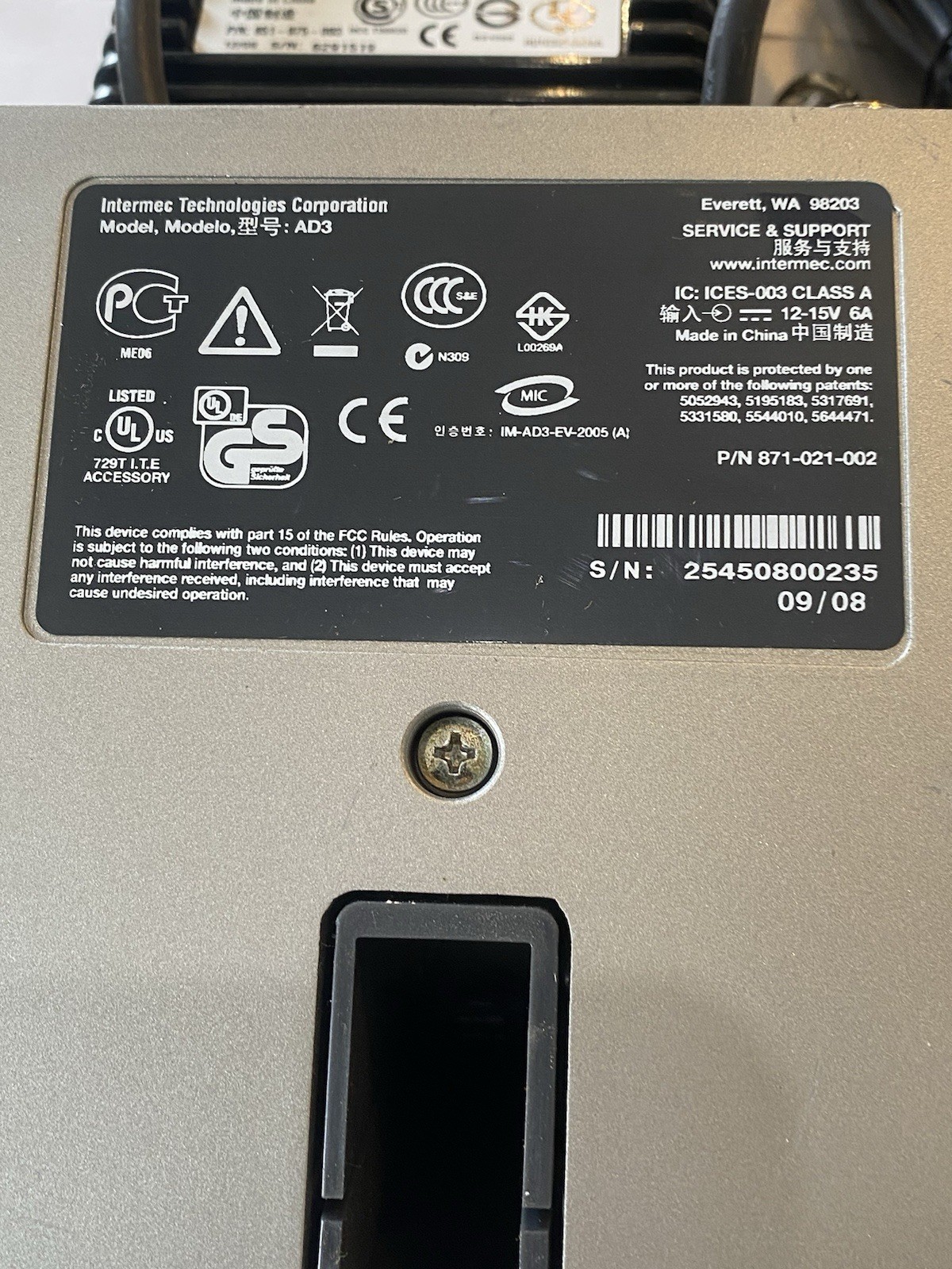 Intermec AD3 871-021-002 Charge Cradle Multi Dock CK60
