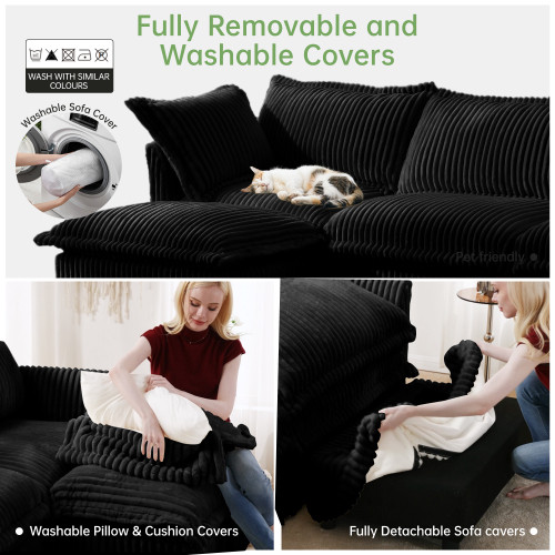 Slip-covered Armchair with 1 Big Back Cushion and 2 Big Toss Pillows Corduroy