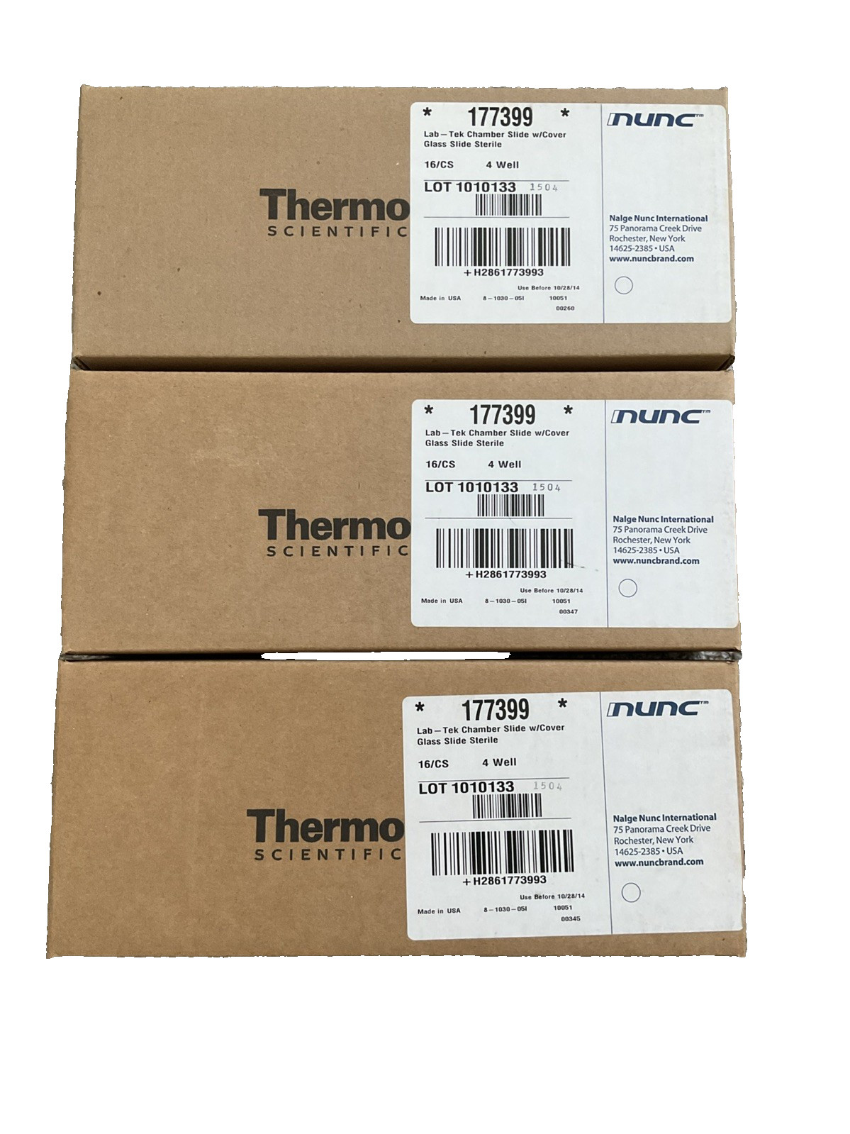 LotOf 3 ThermoScientific LabTek Chamber Slide w/Cover Glass Slide Sterile 177399