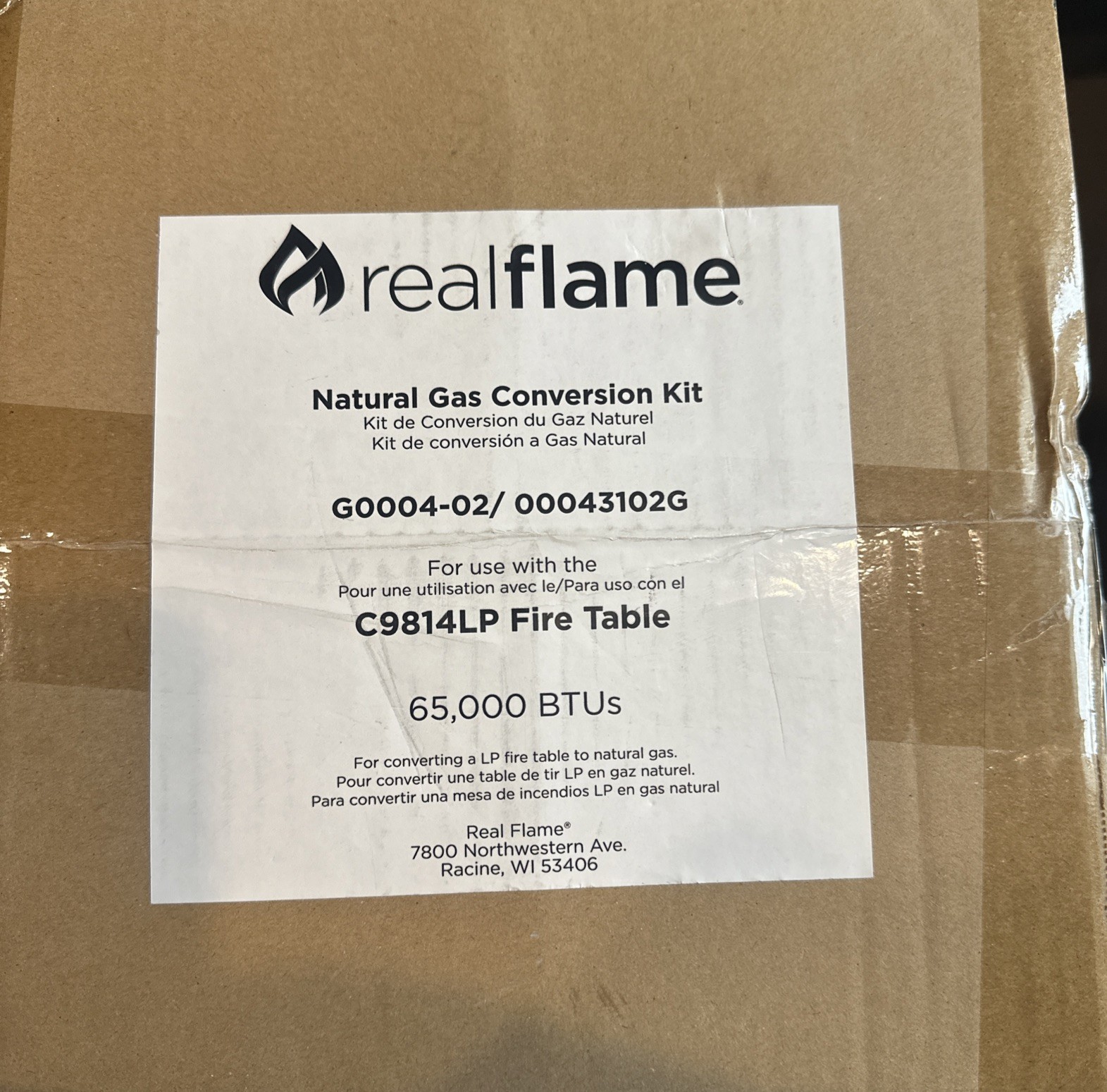 Real Flame G0004-02/00043102G Natural Gas Conversion Kit - Grey