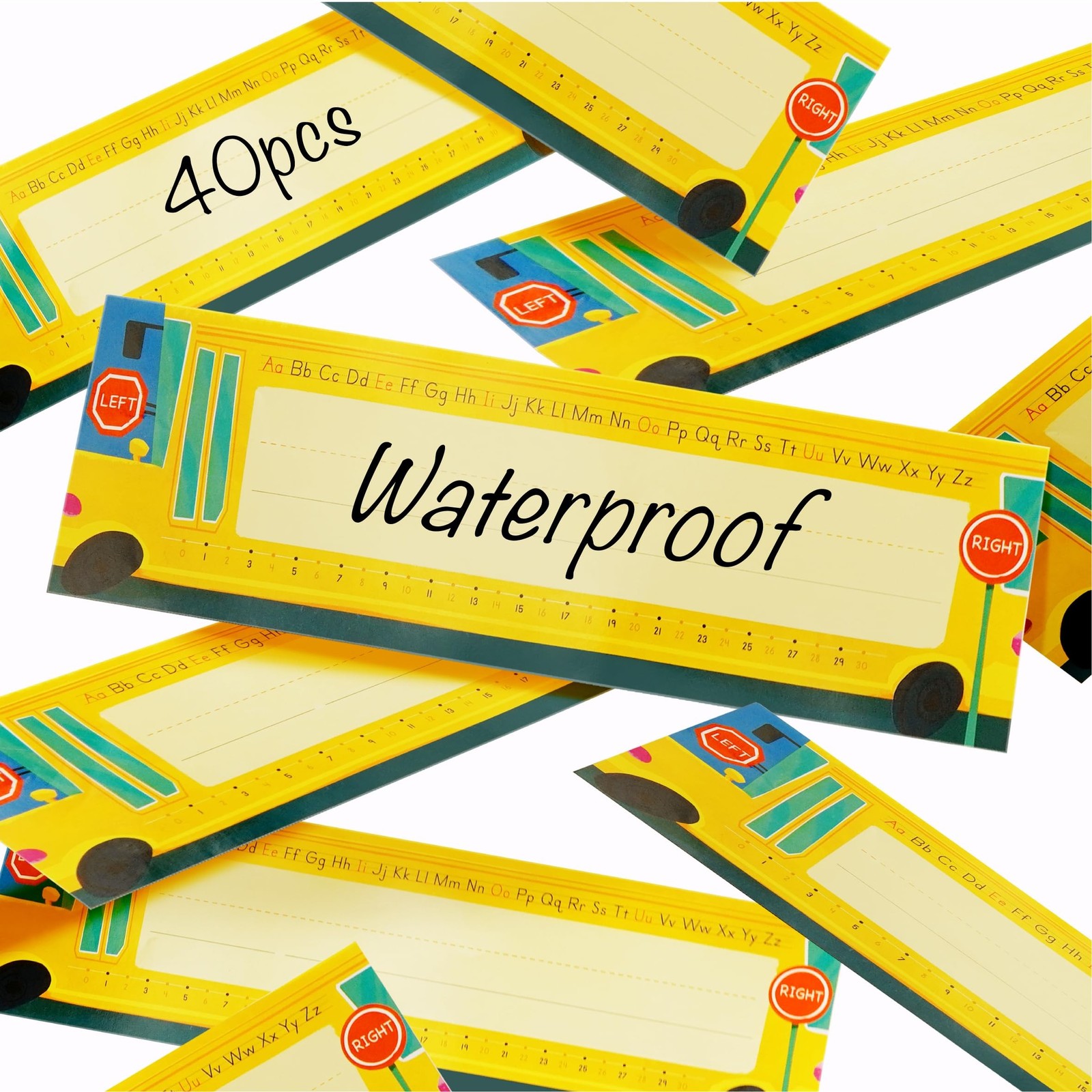 40 PCS Desk Nameplates for Classroom, Name Plate for Desk with Alphabet, Numb...