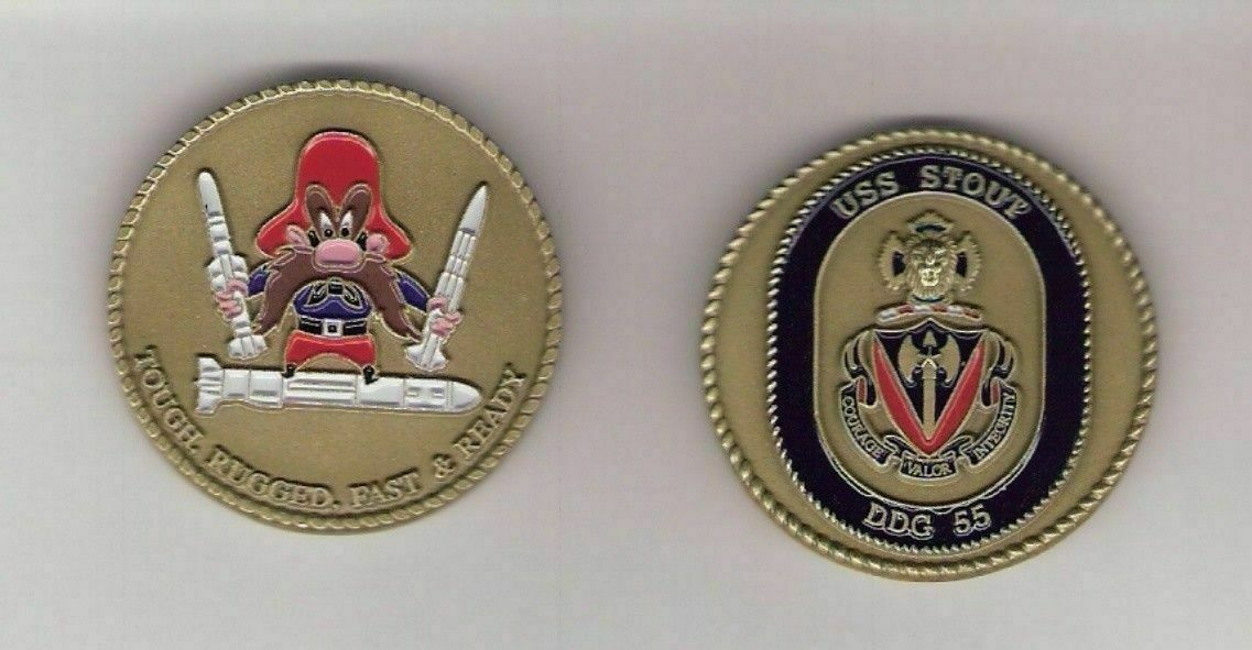USS Stout DDG 55 Navy Ship Challenge Coin YOSEMITE SAM